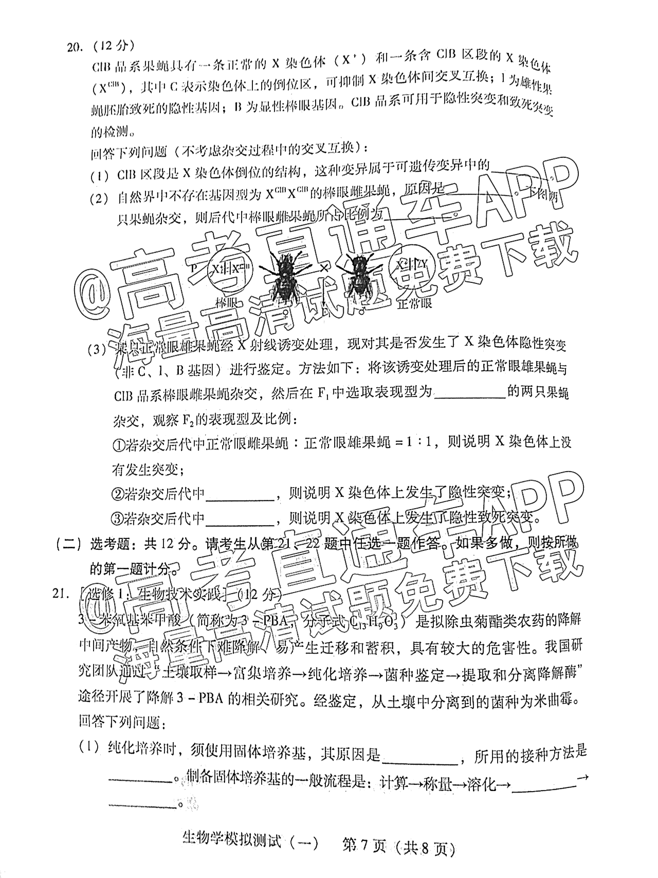 2022广东一模生物试题及参考答案 第7页