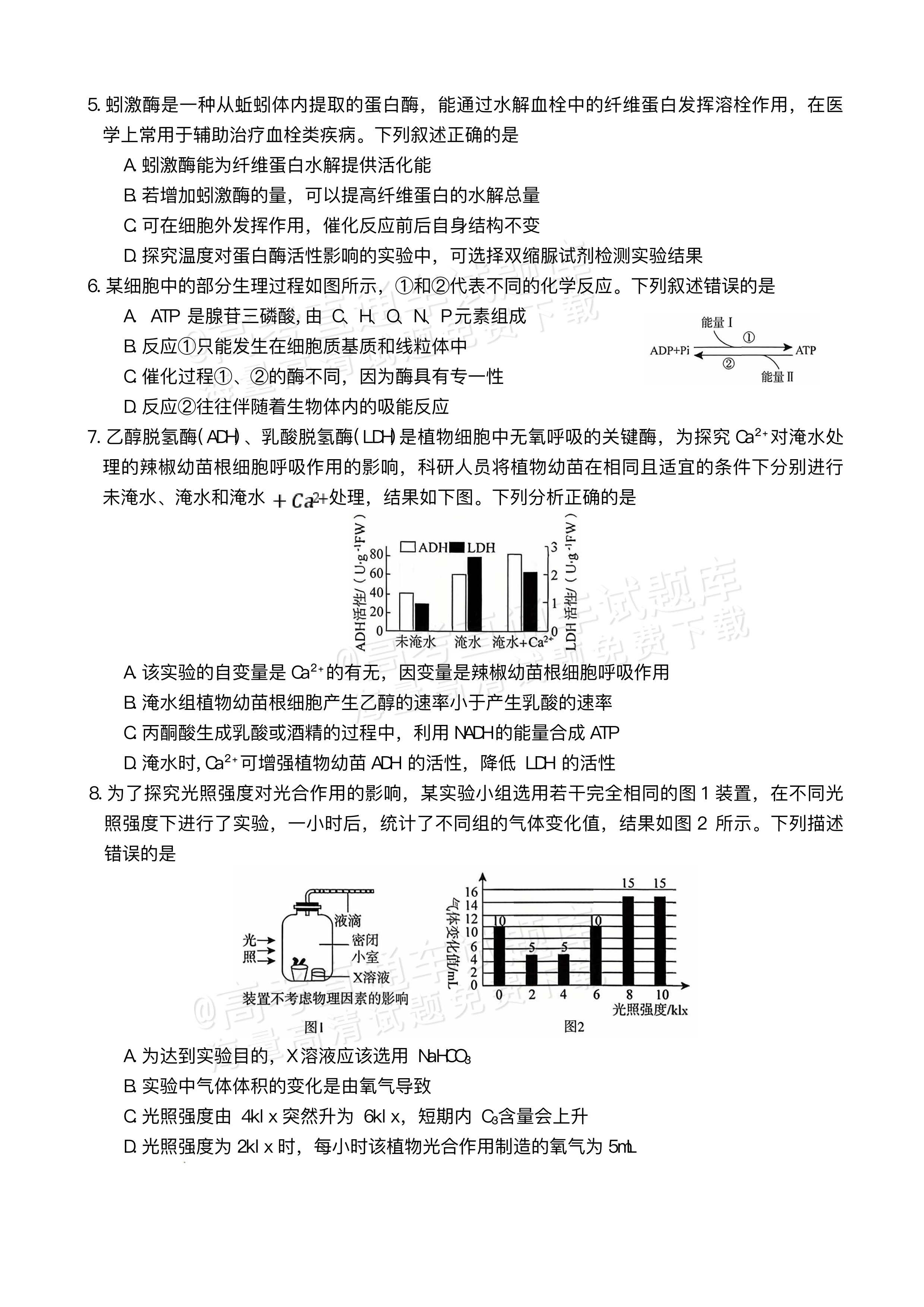 2026湖南天壹名校联盟高三9月联考生物试题及参考答案 第2页