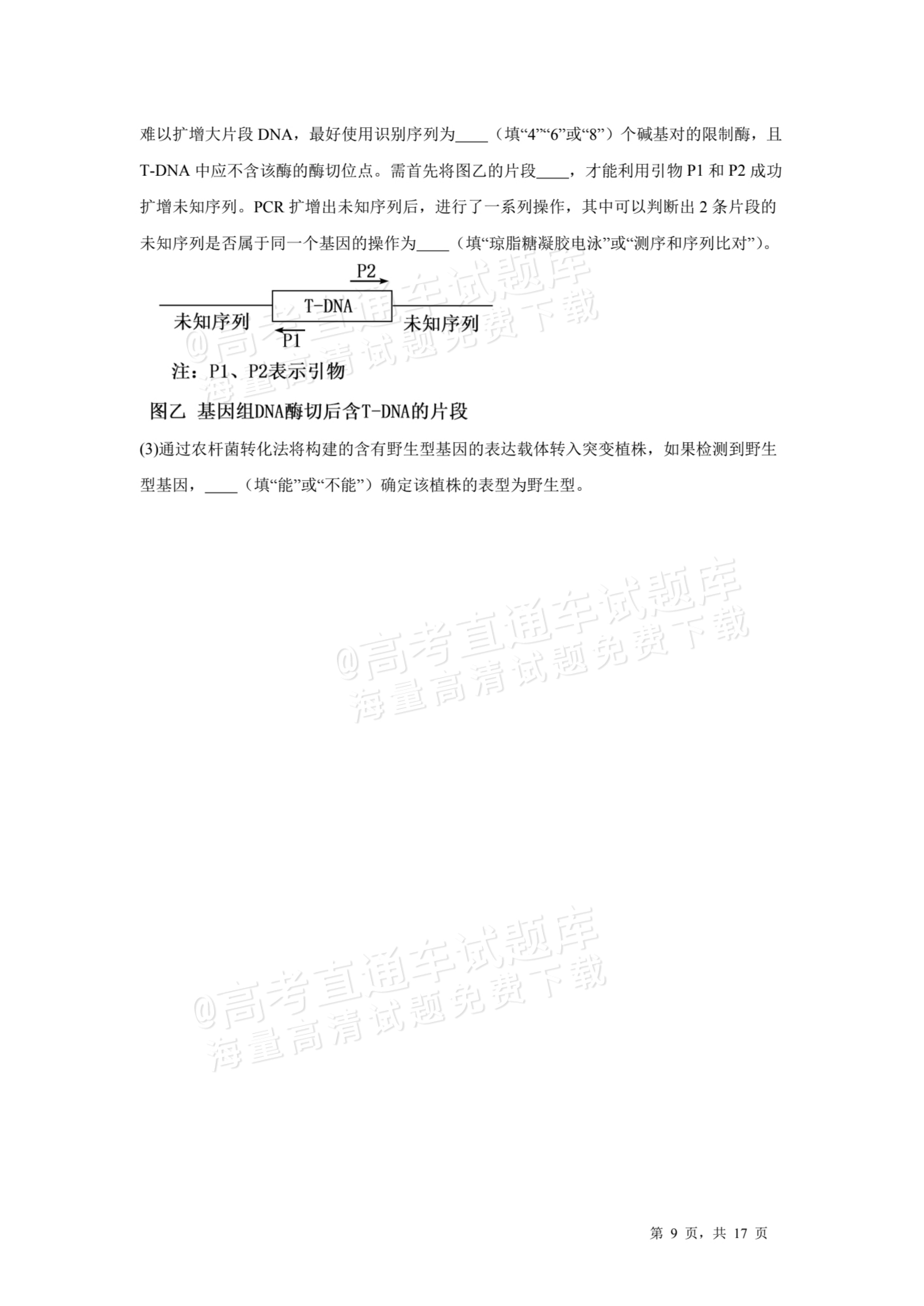 2026天津耀华中学红桥中学高三上学期开学考生物试题及参考答案 第9页