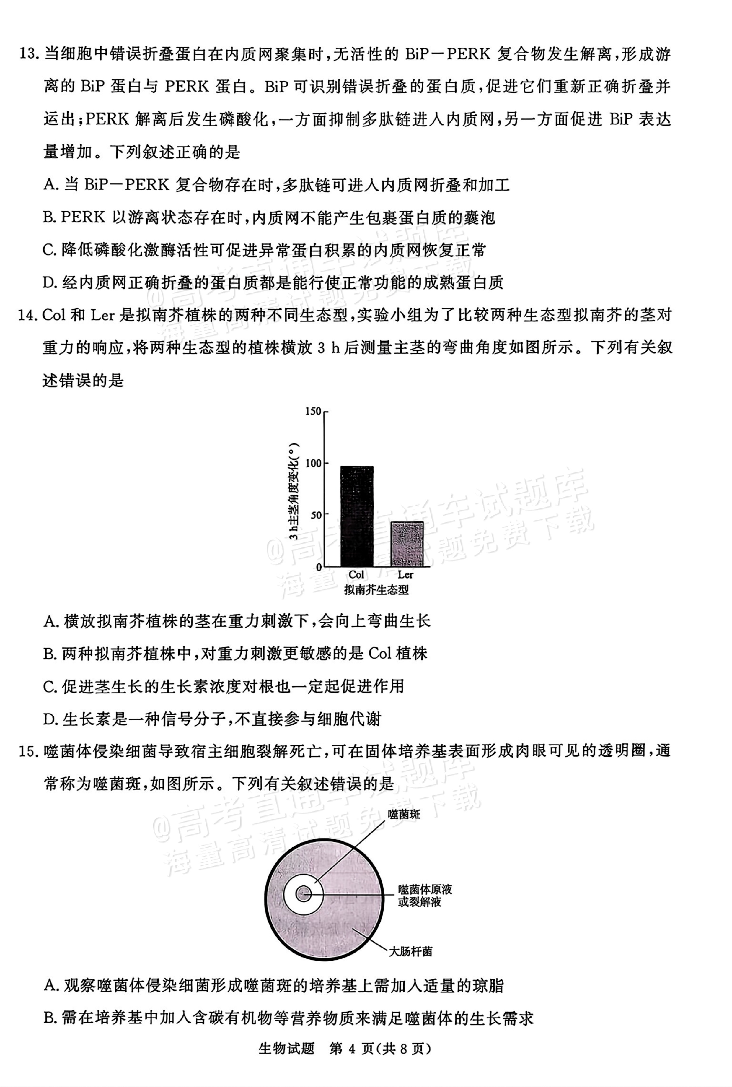 2026河南青桐鸣高三9.28联考生物试题及参考答案 第4页