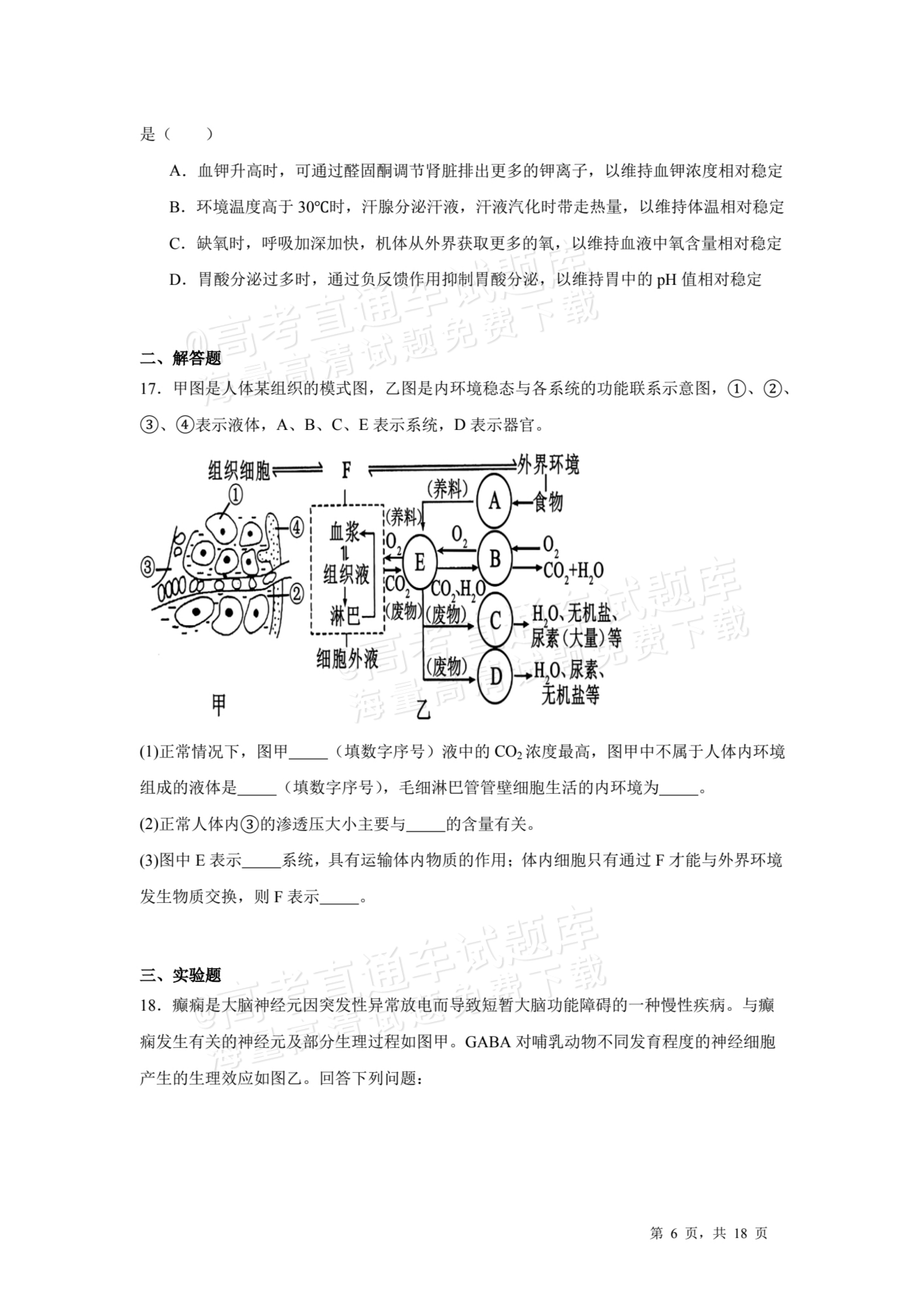 2026河源龙川县第一中学高二10月月考生物试题及参考答案 第6页