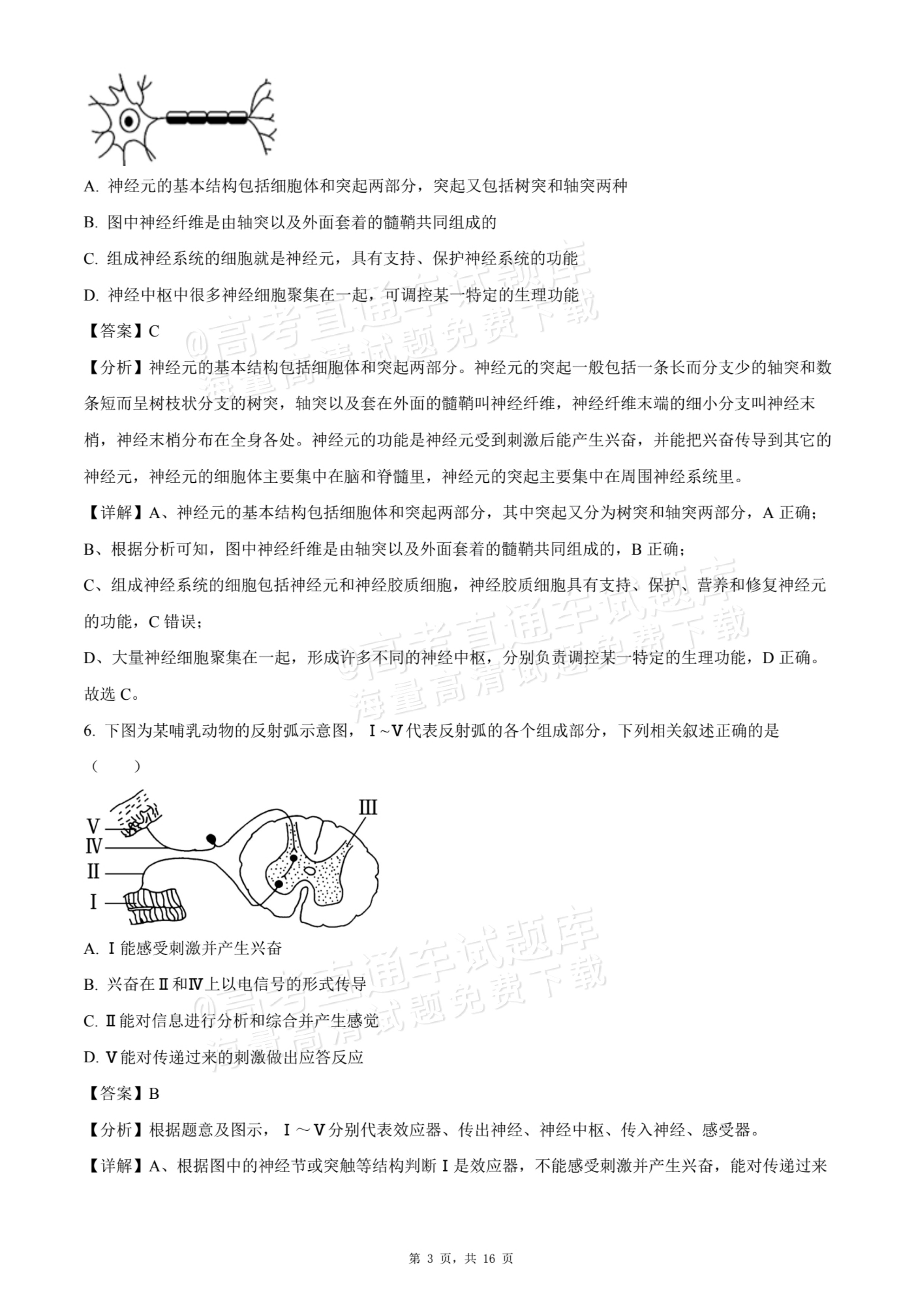 2026贵州贵阳南湖实验中学高二上学期第一次月考生物试题及参考答案 答案 第3页