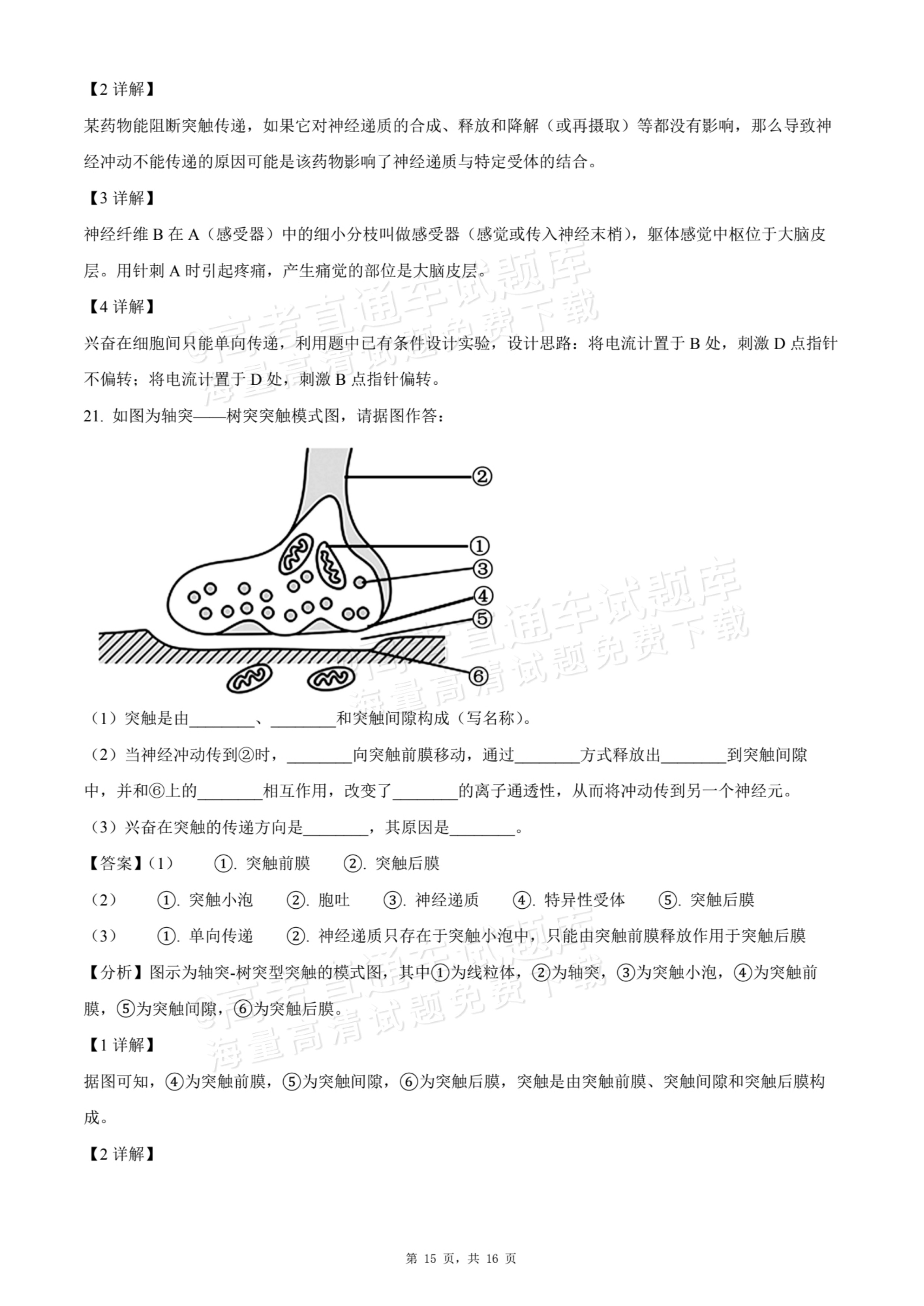 2026贵州贵阳南湖实验中学高二上学期第一次月考生物试题及参考答案 答案 第15页