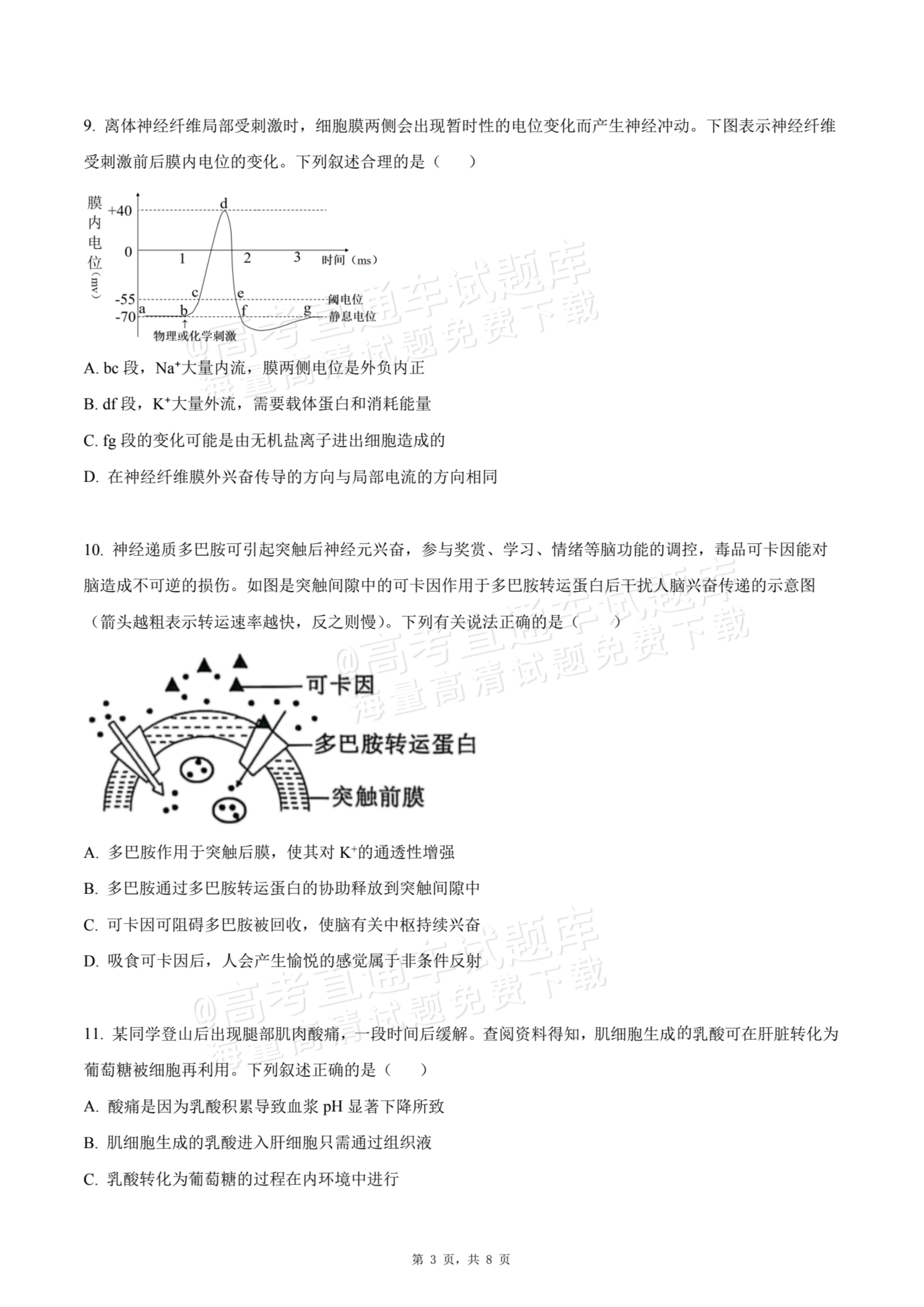 2026贵州贵阳南湖实验中学高二上学期第一次月考生物试题及参考答案 第3页