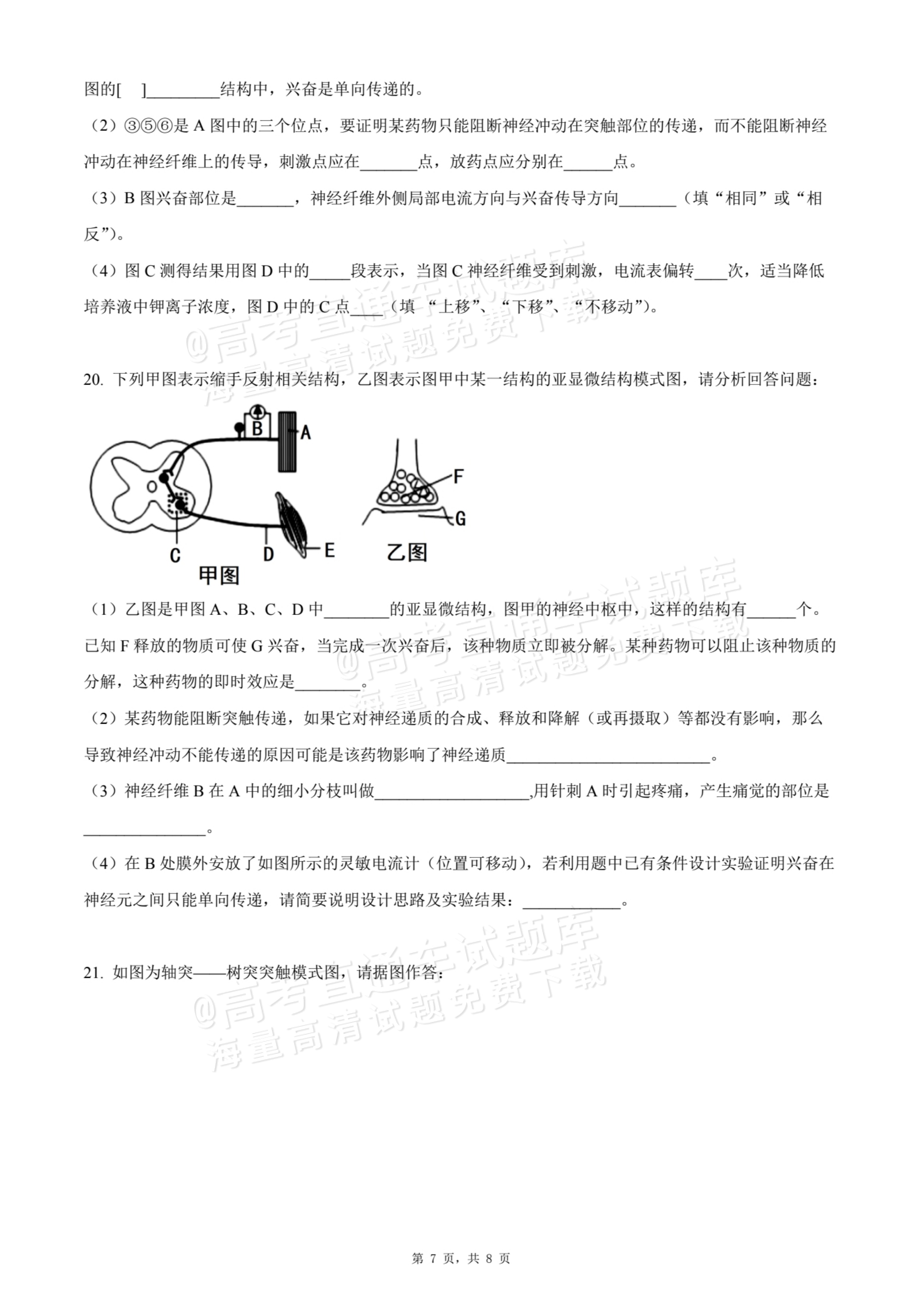 2026贵州贵阳南湖实验中学高二上学期第一次月考生物试题及参考答案 第7页
