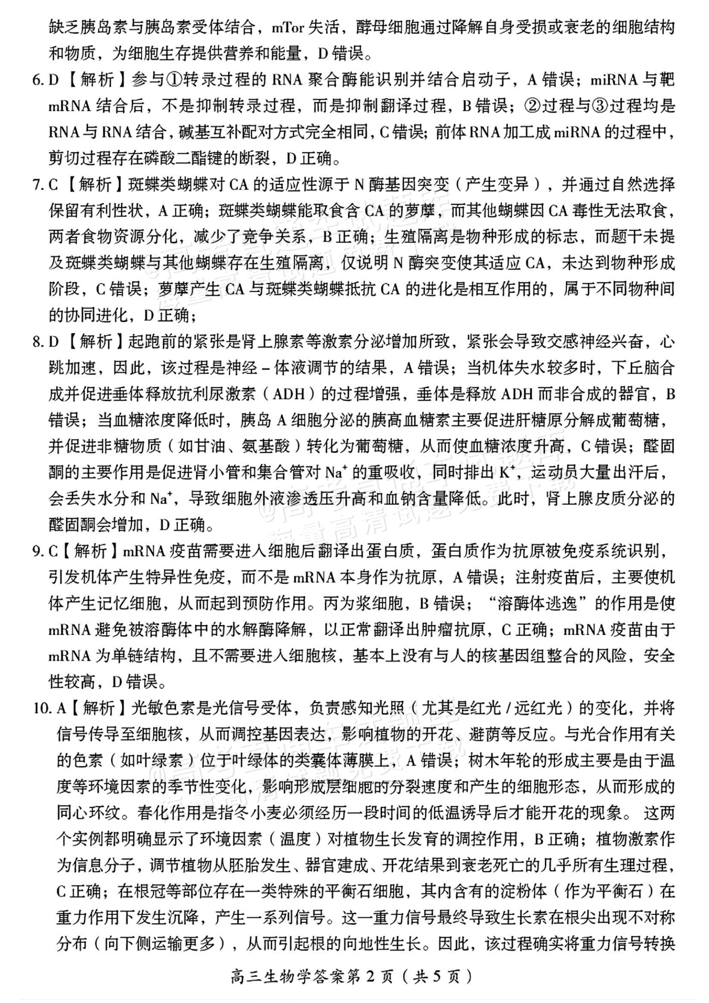 2026湖南郴州高三一模生物试题及参考答案 第12页