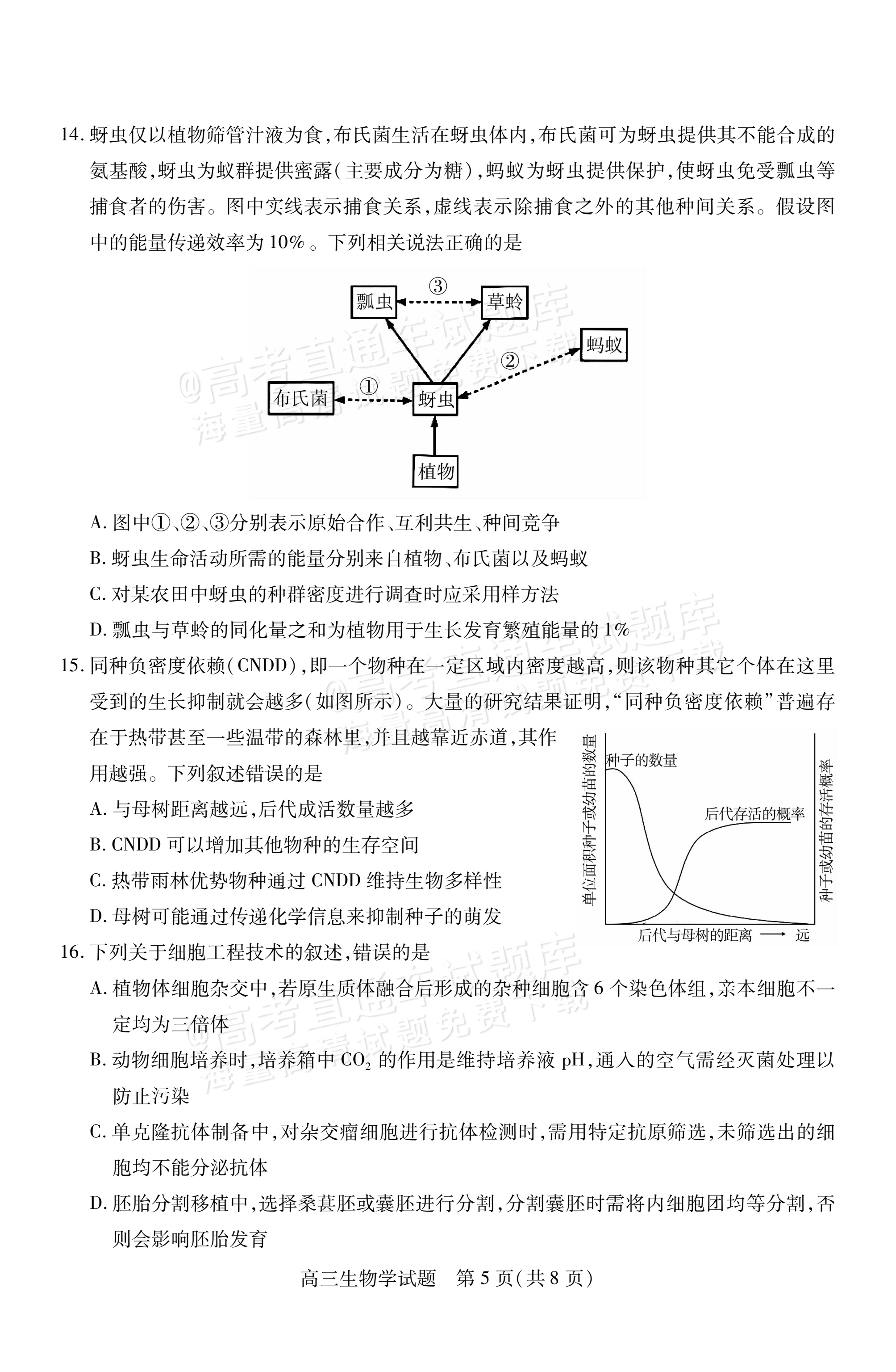 2026山西运城市高三上期中调研考生物试题及参考答案 第5页