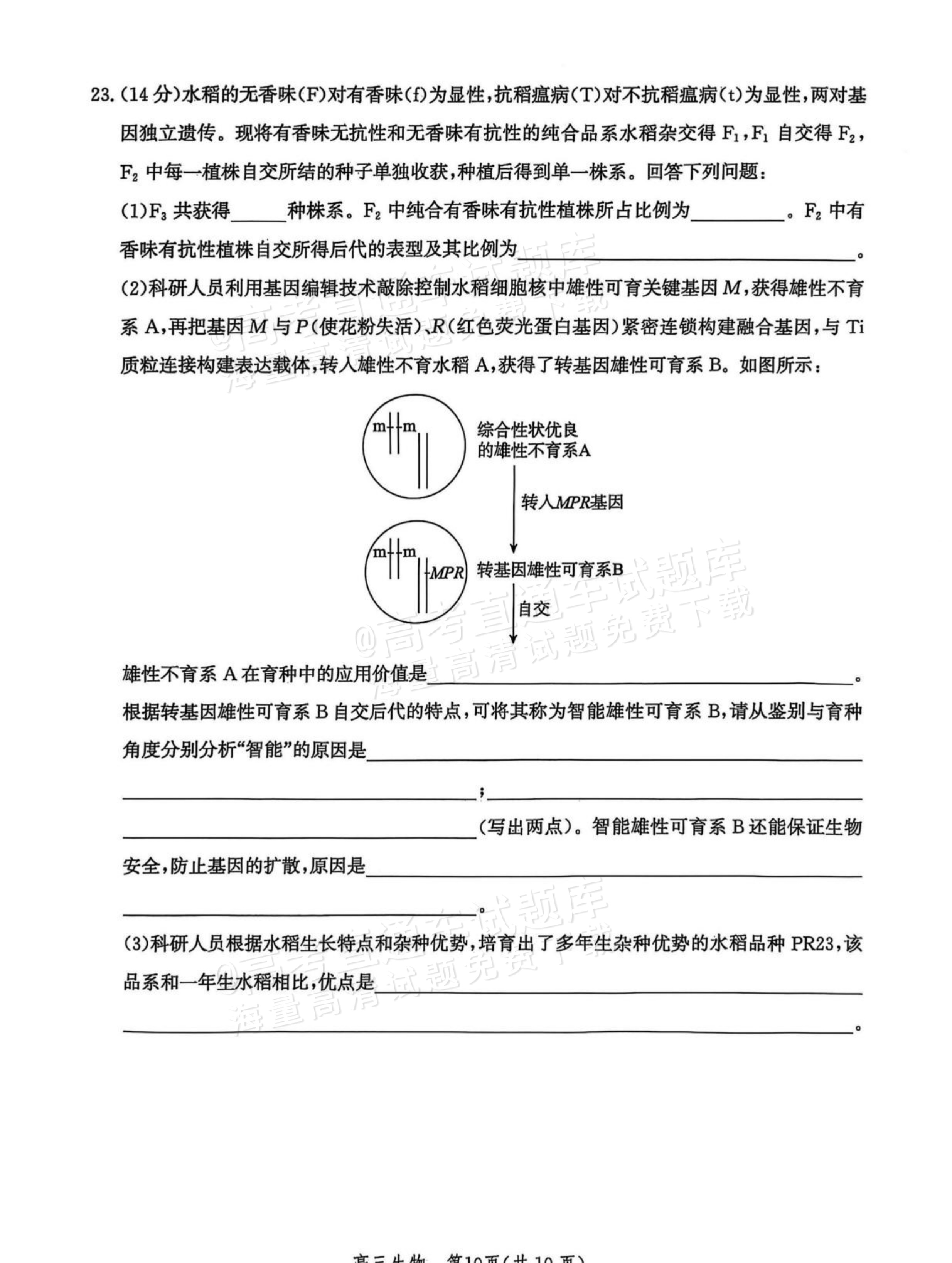 2026河北沧衡名校联盟高三上期中联考生物试题及参考答案 第10页