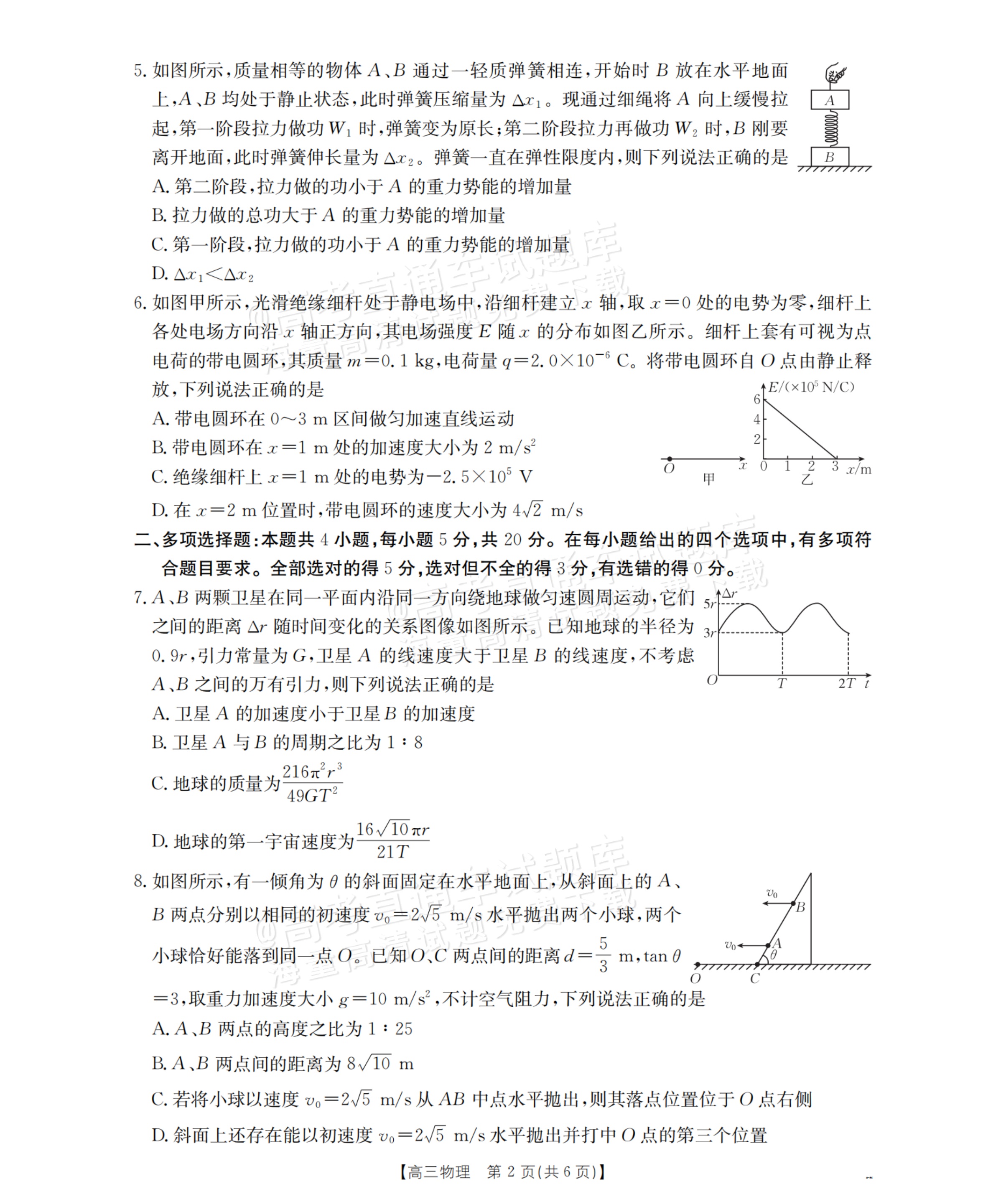 2026湖南高三11月联考物理试题及参考答案 第2页