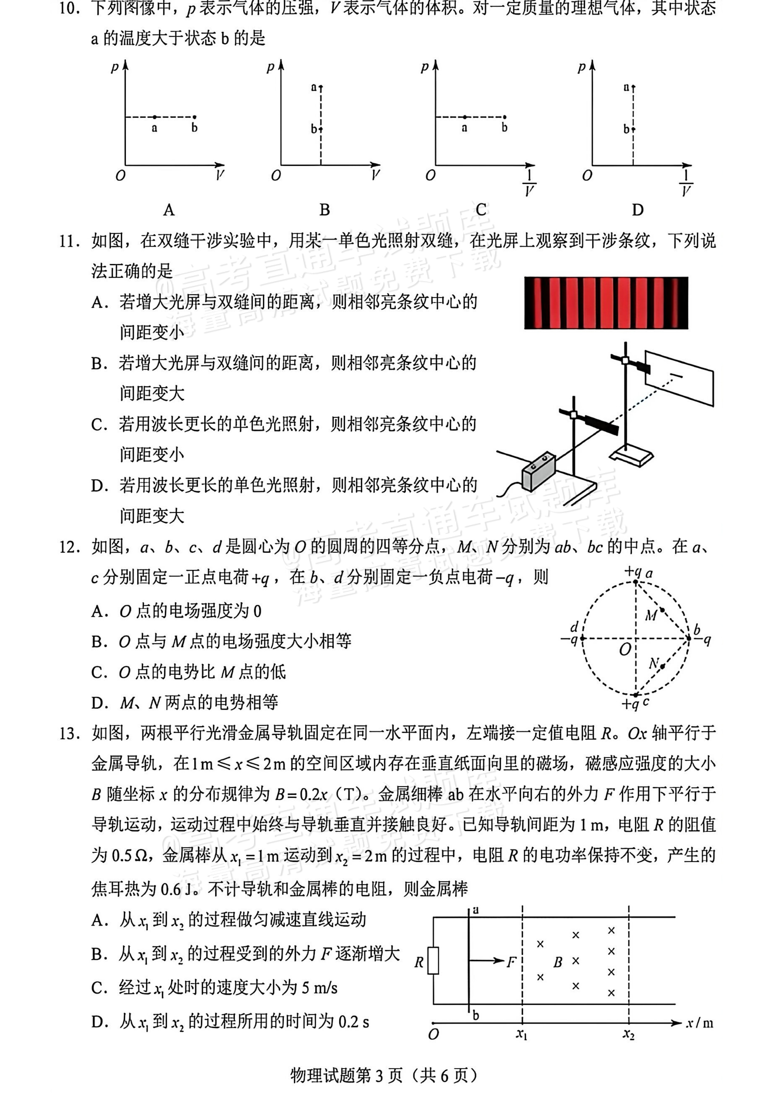 2026海南高考（新高考Ⅱ卷）物理试题及参考答案 第3页