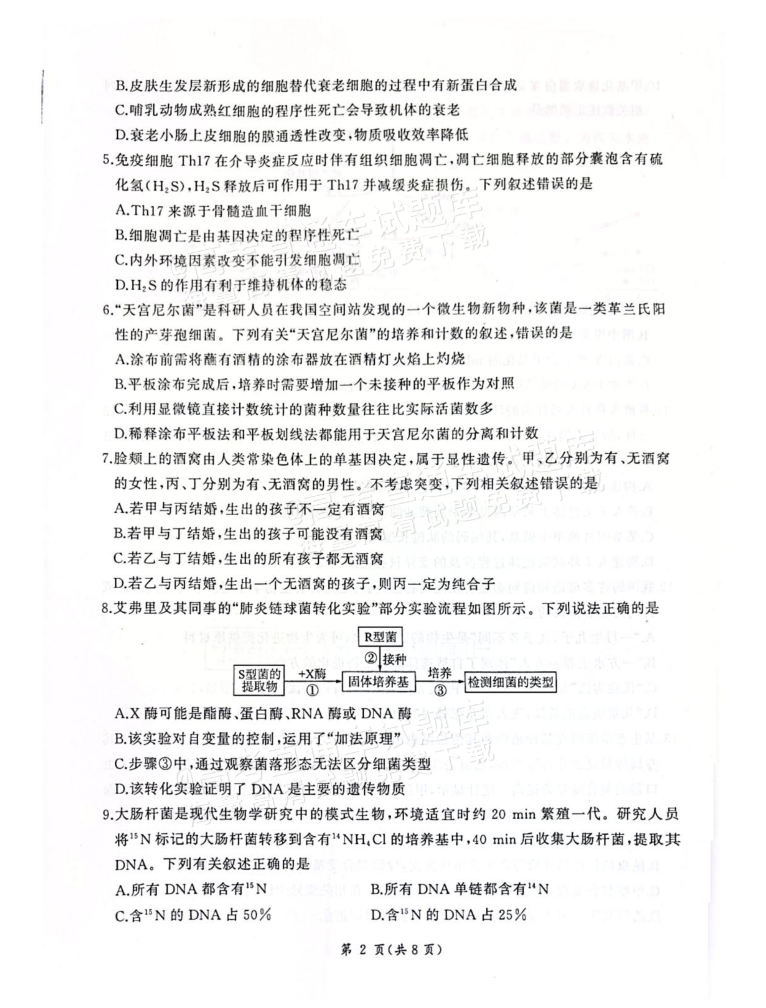 2027河北承德市部分校高三上10月阶段检测生物试题及参考答案 第2页