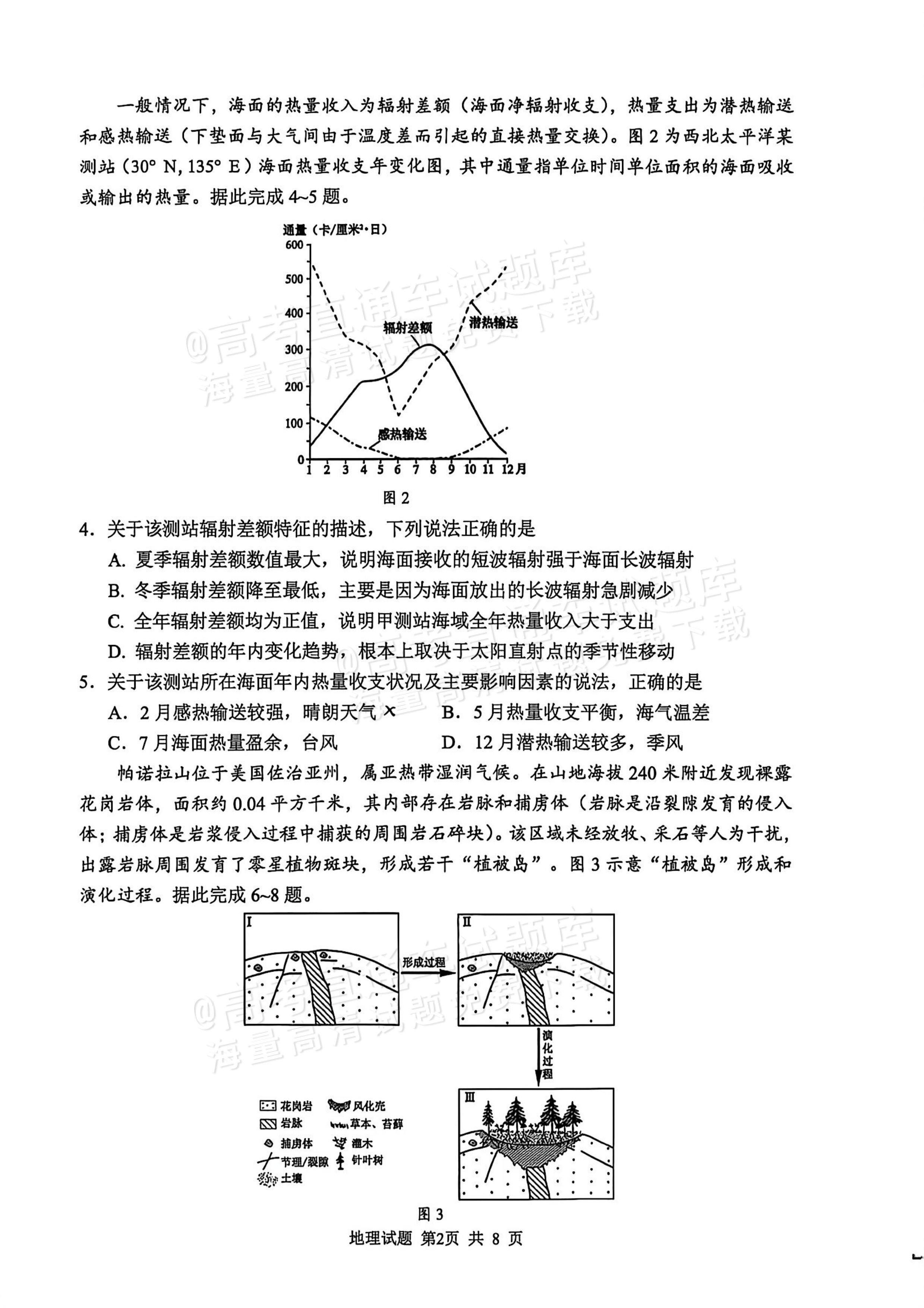 2027山东省实验中学高三第一次诊断考试地理试题 第2页