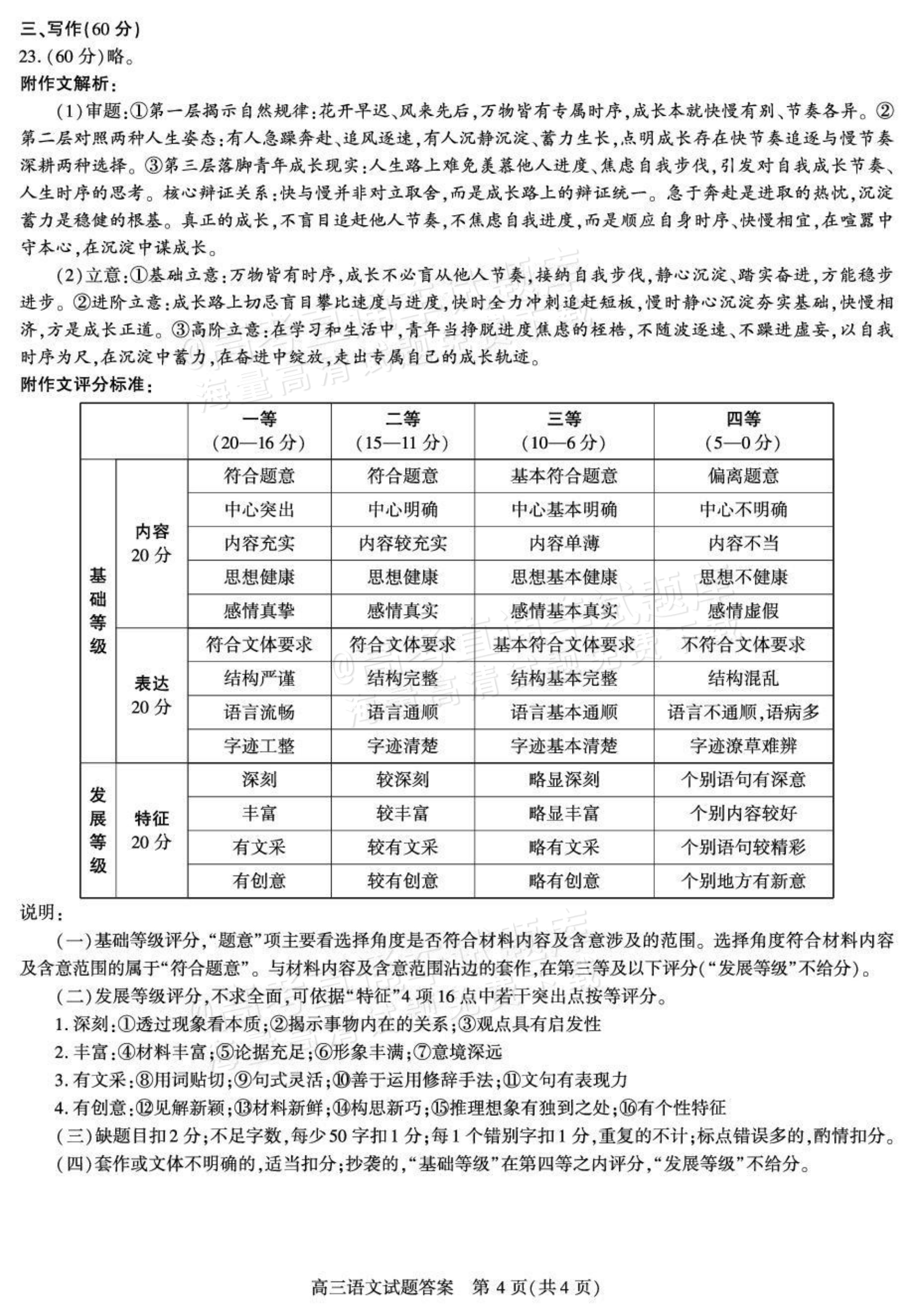 2027陕西省镇安中学高三上10月质量检测语文作文：成长时序 答案 第1页