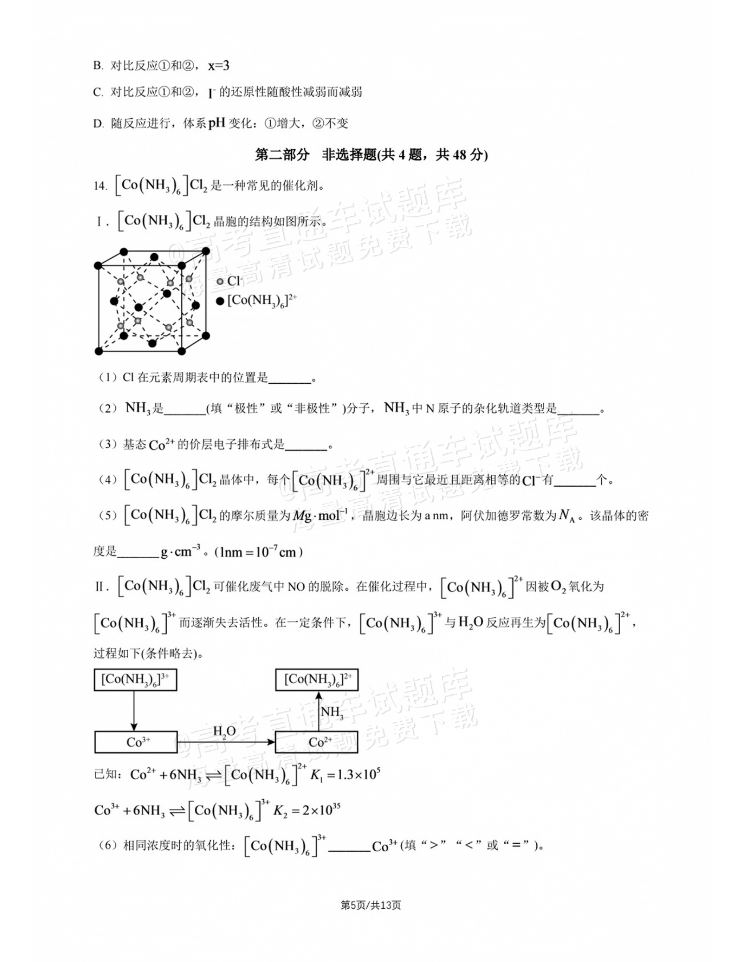 2027北师大附中高三上开学考化学试题及参考答案 第5页