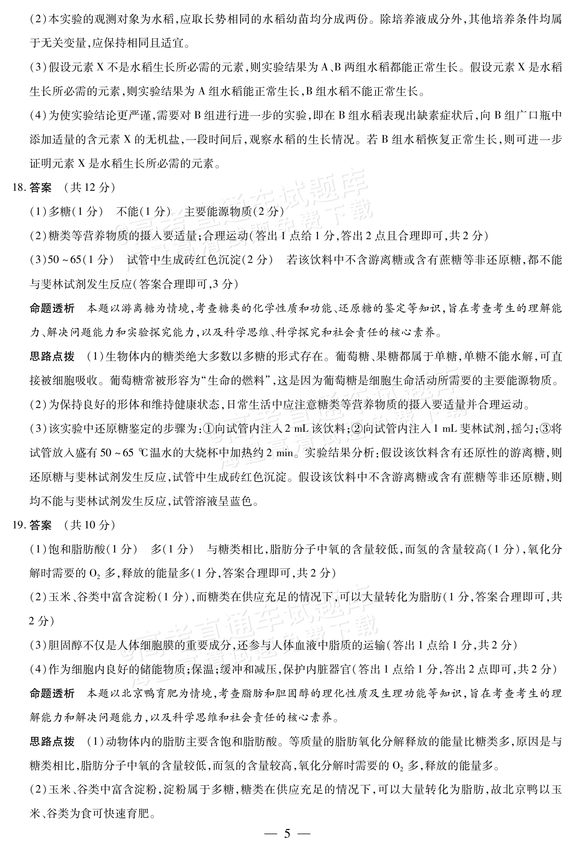 2027安徽省县中联盟高一10月联考生物试题及参考答案 答案 第11页