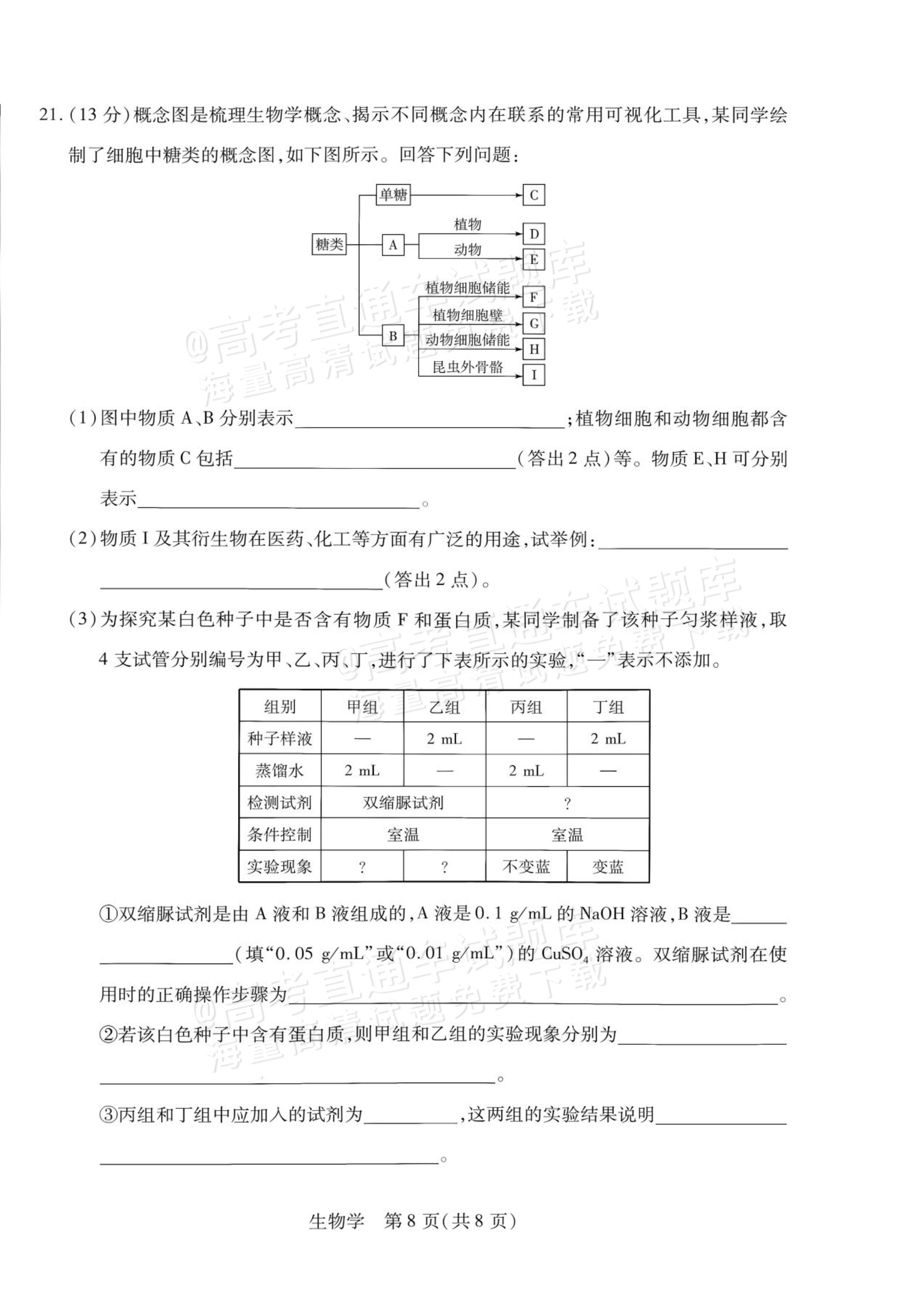 2027安徽省县中联盟高一10月联考生物试题及参考答案 第24页