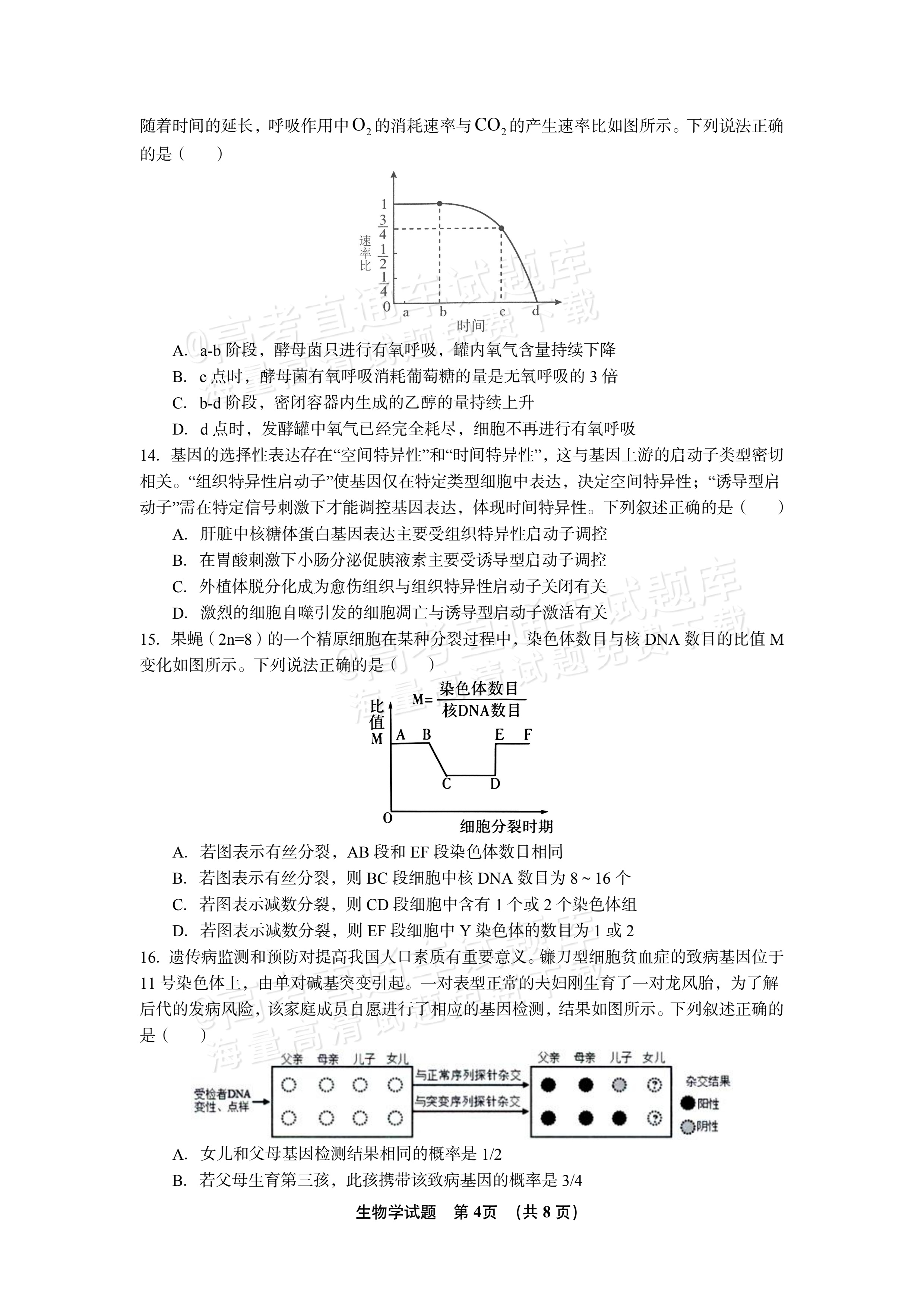 2027江西南昌第二中学高三10月月考（一） 生物试题及参考答案 第4页