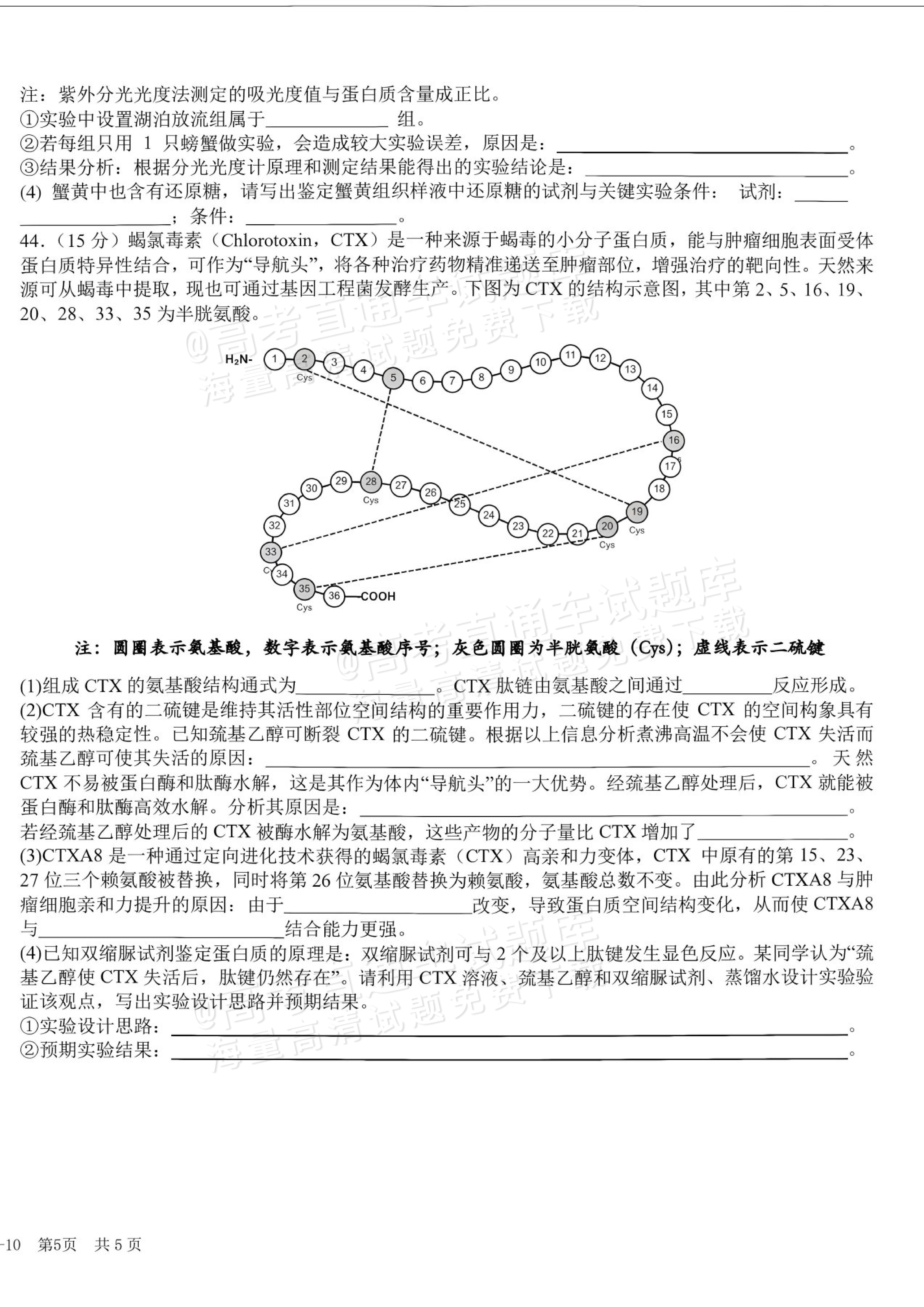 2027四川成都树德中学高一10月月考生物试题及参考答案 第10页