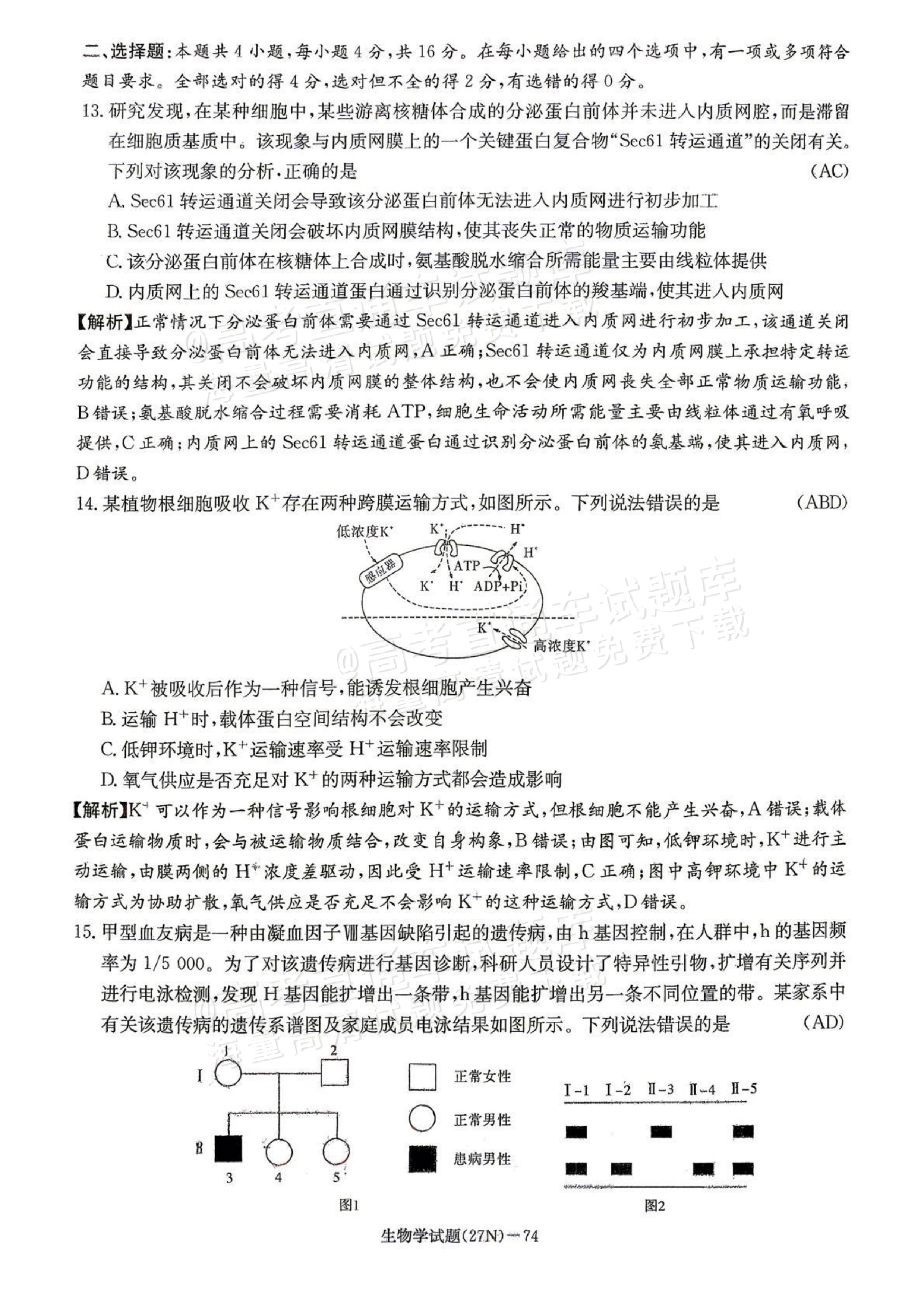 2027湖南省长沙市长郡中学高三10月月考卷(二)(27N)生物试题及参考答案 答案 第6页