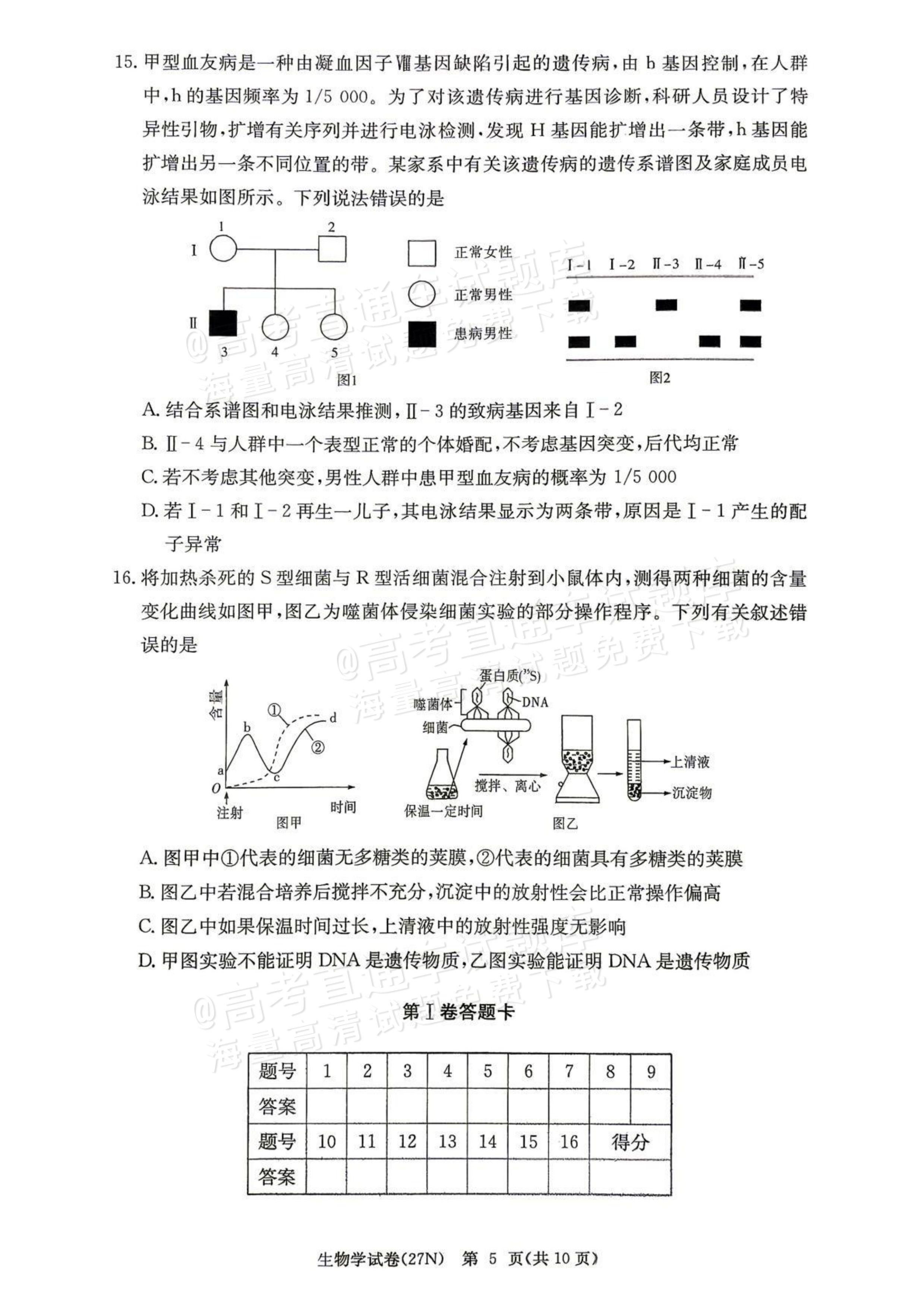 2027湖南省长沙市长郡中学高三10月月考卷(二)(27N)生物试题及参考答案 第5页