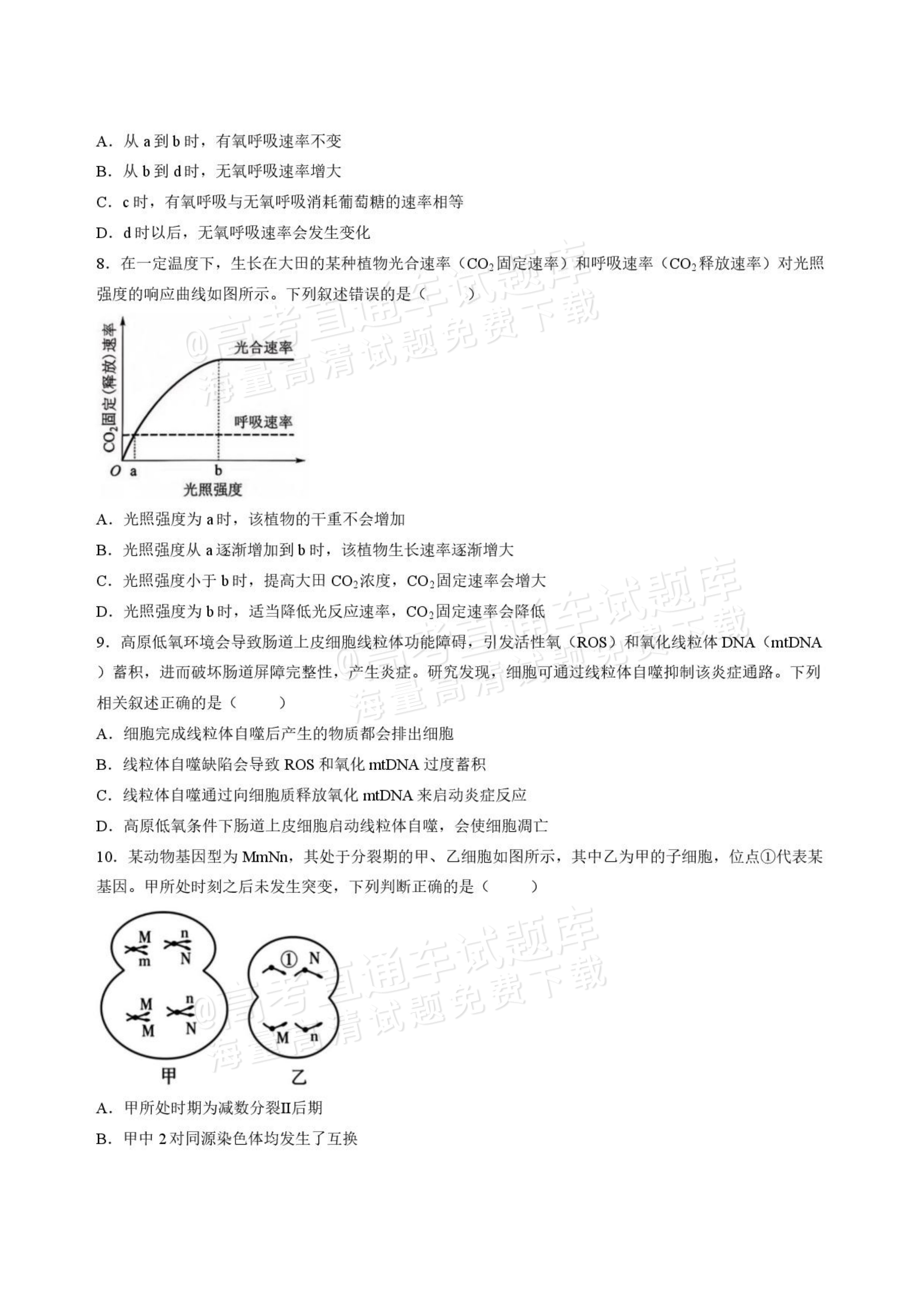 2027山西省太原五中高三10月学科阶段性检测生物试题及参考答案 第3页