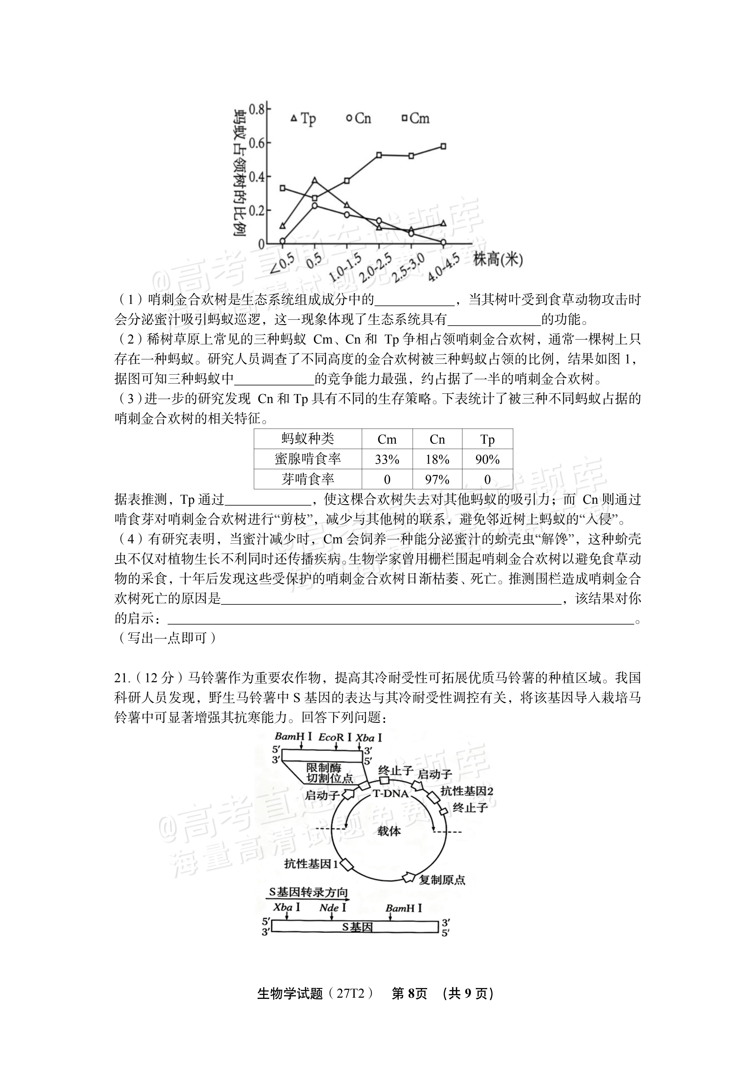 2027湖南省湖南师范大学附属中学高三月考卷(二)(27T）生物试题 第8页