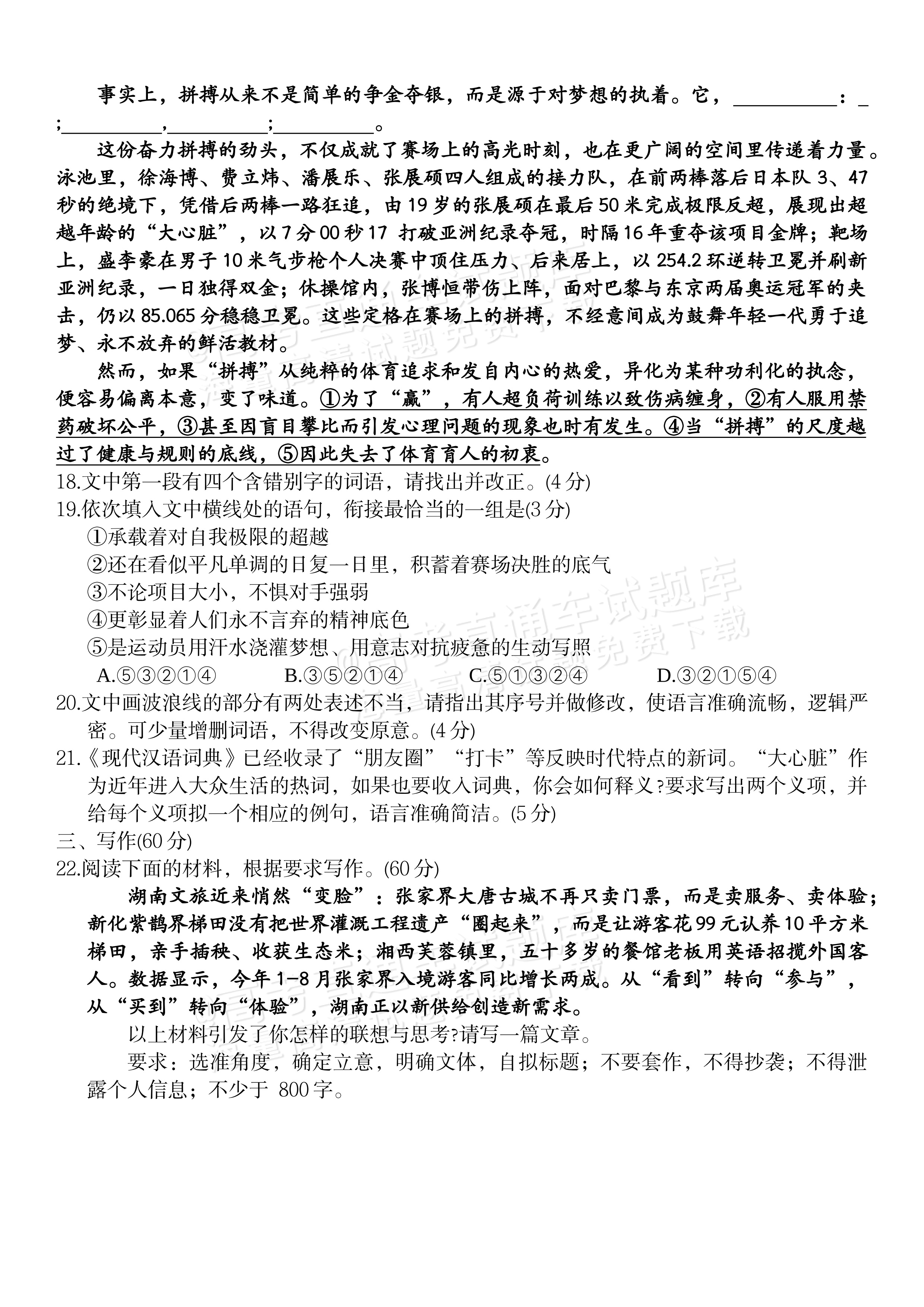 2027湖南长、望、浏、宁四县市10月高三联考语文试题及参考答案 第8页