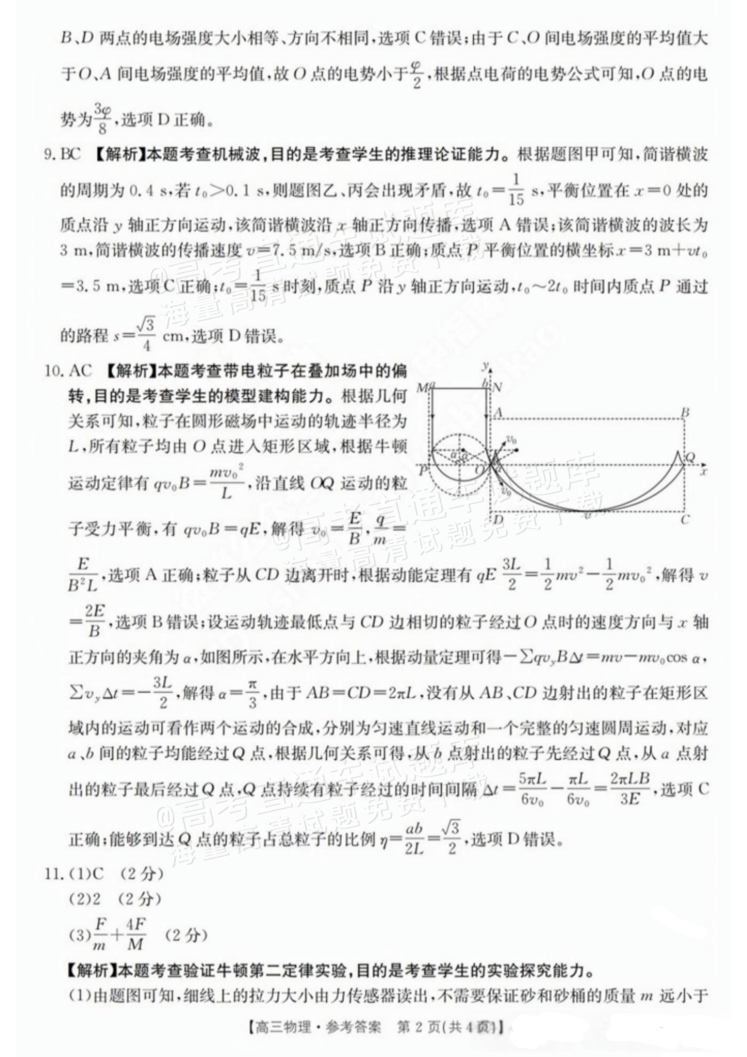 2025晋城三模物理试题及参考答案 答案 第2页