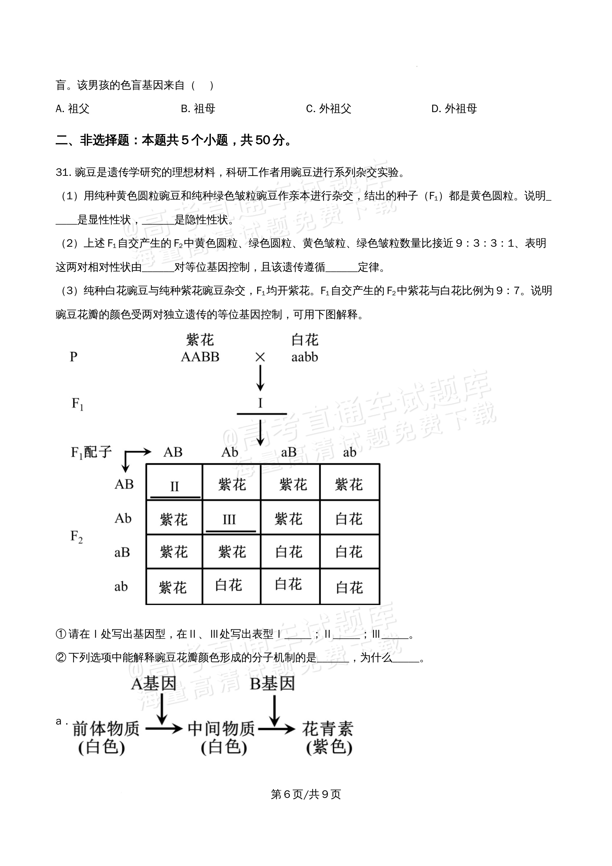 2026北京市牛栏山第一中学高一5月期中考生物试题及参考答案 第6页