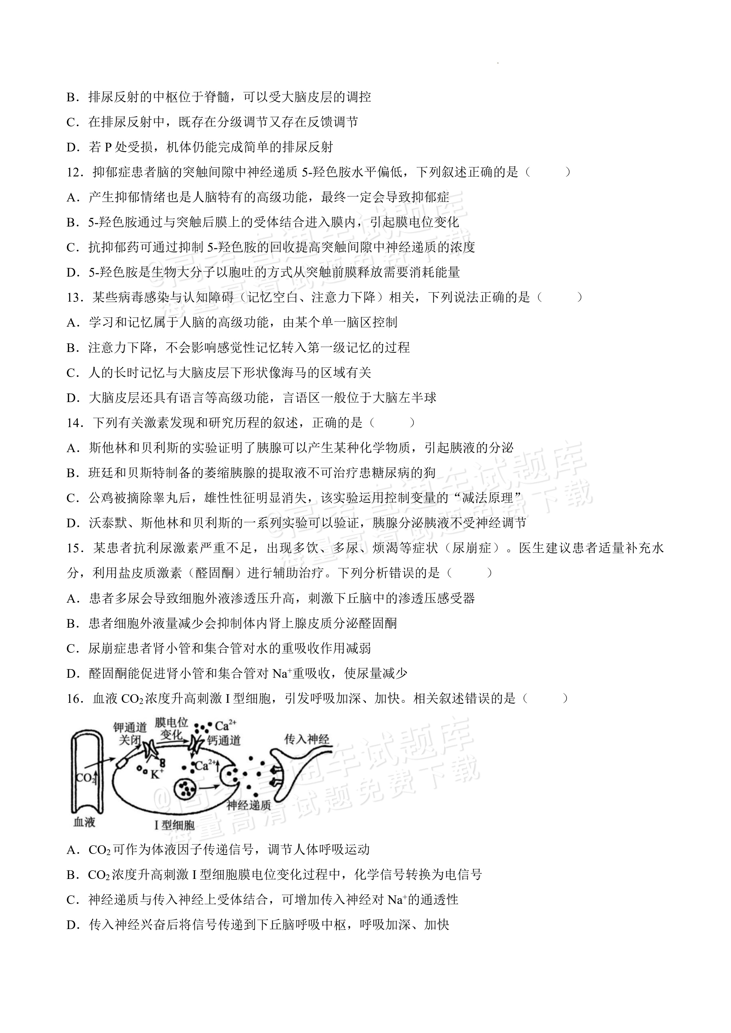 2027黑龙江省哈尔滨市第三中学高二上10月月考生物试题及参考答案 第4页