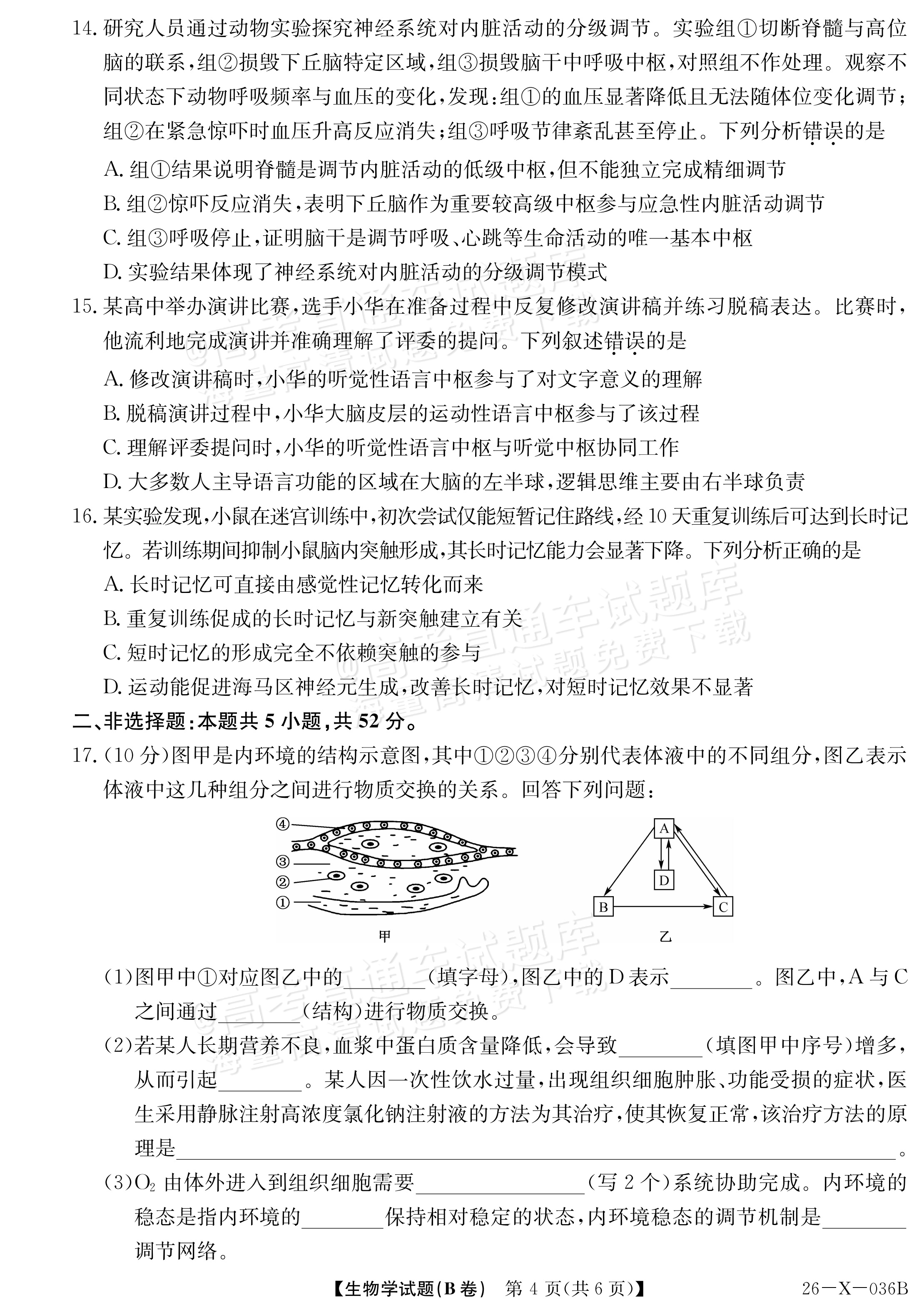 2027河南省高二TOP二十名校10月调研考试 生物试题及参考答案 第4页