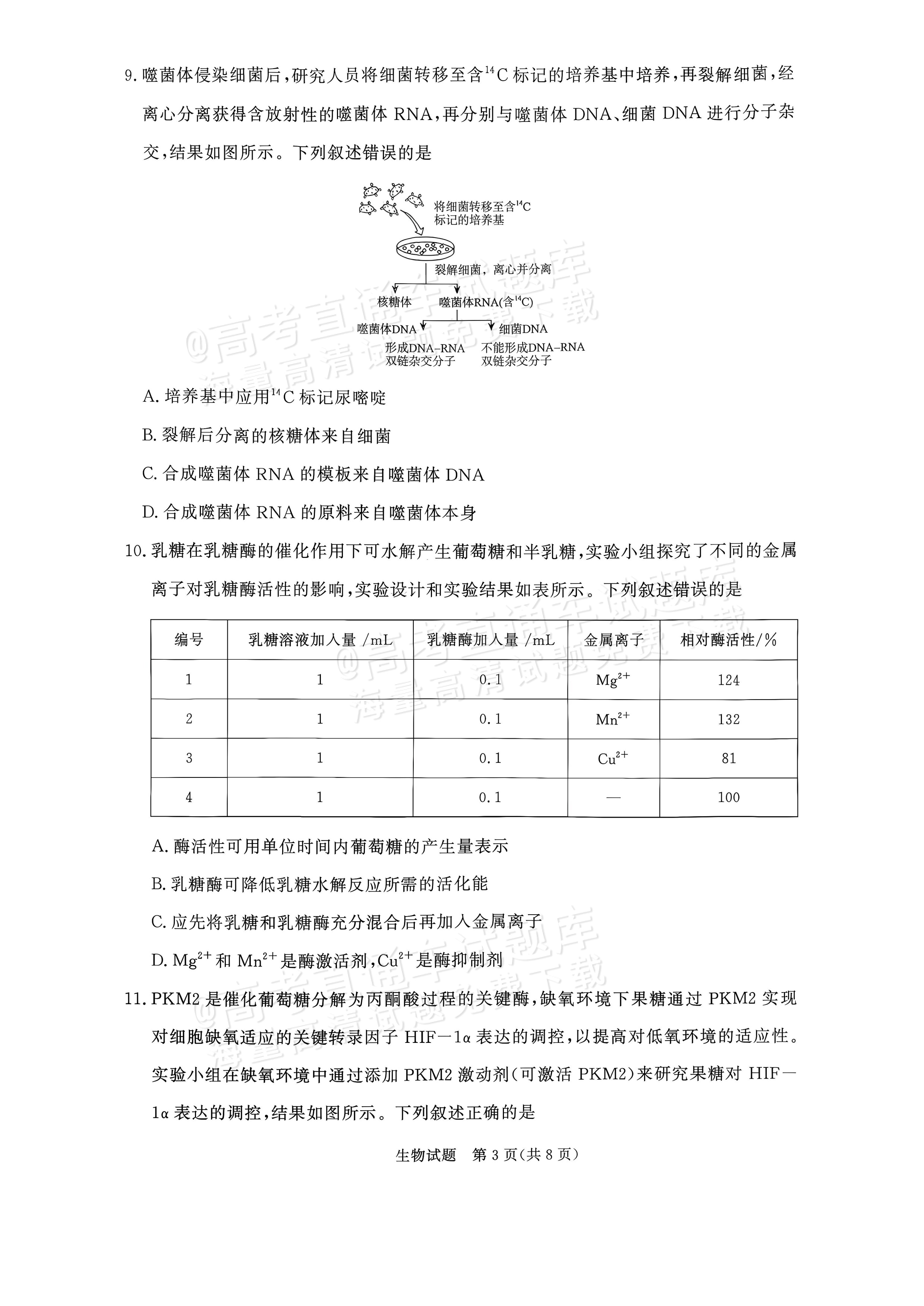 2027河南部分学校高二过程性作业评价生物试题及参考答案 第3页