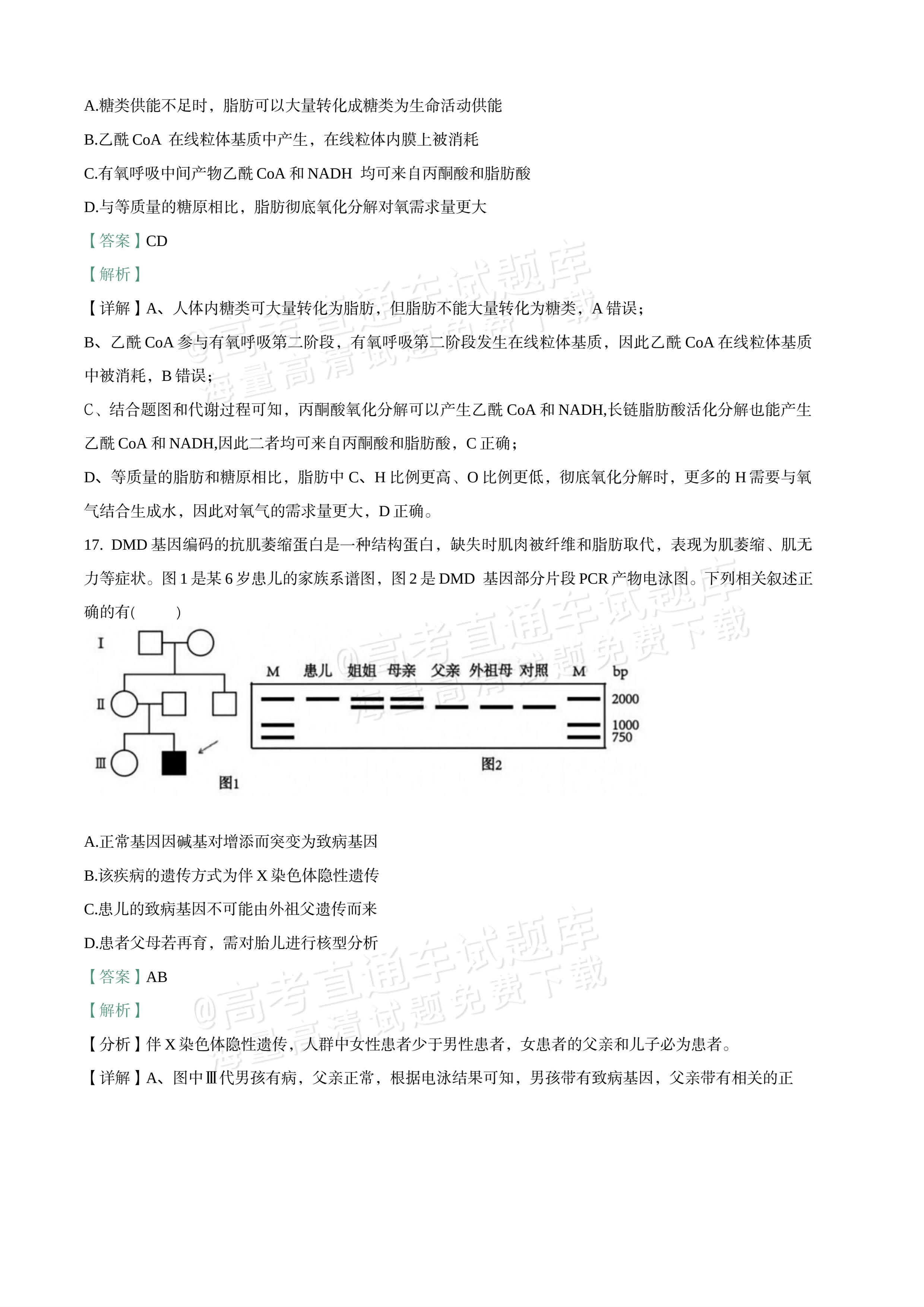 2027江苏三校高三10月调研测试生物试题及参考答案 答案 第12页