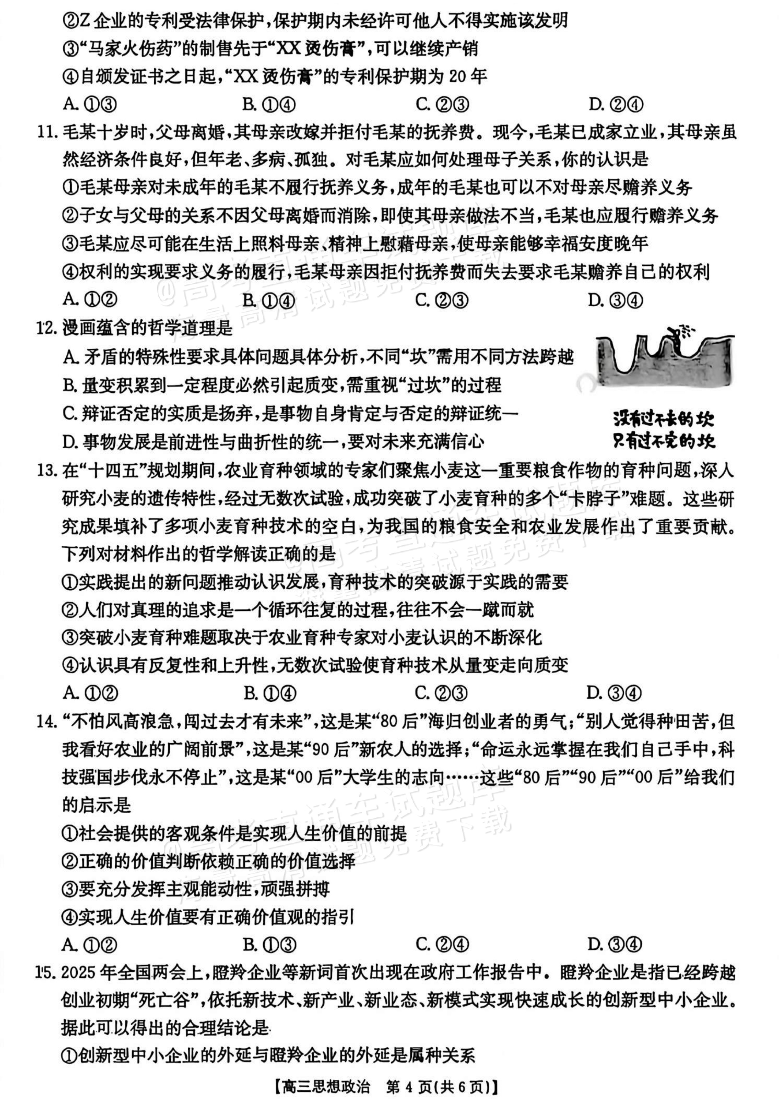 2025晋城三模政治试题及参考答案 第4页