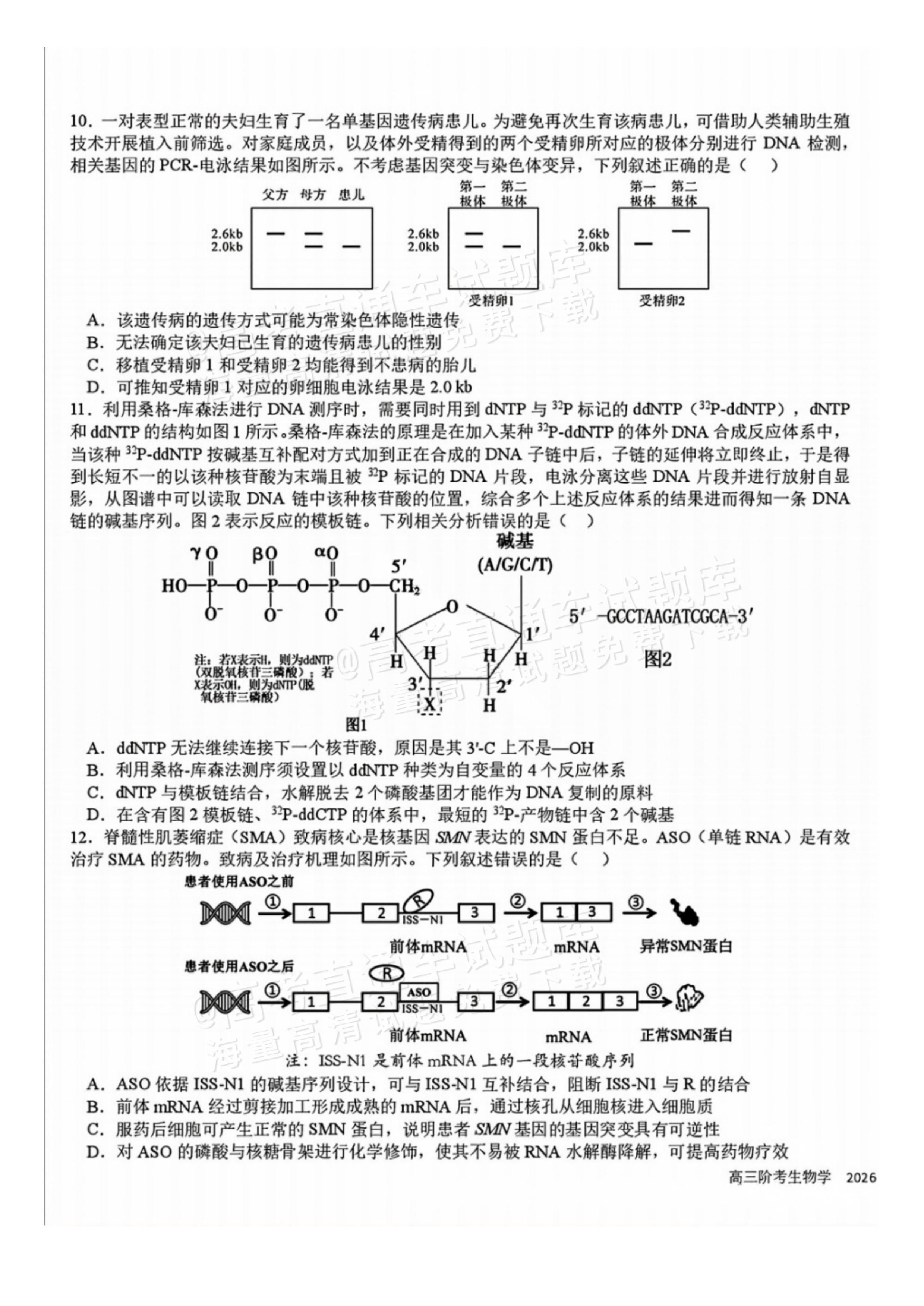2027四川省成都市树德中学高三10月考生物试题及参考答案 第3页