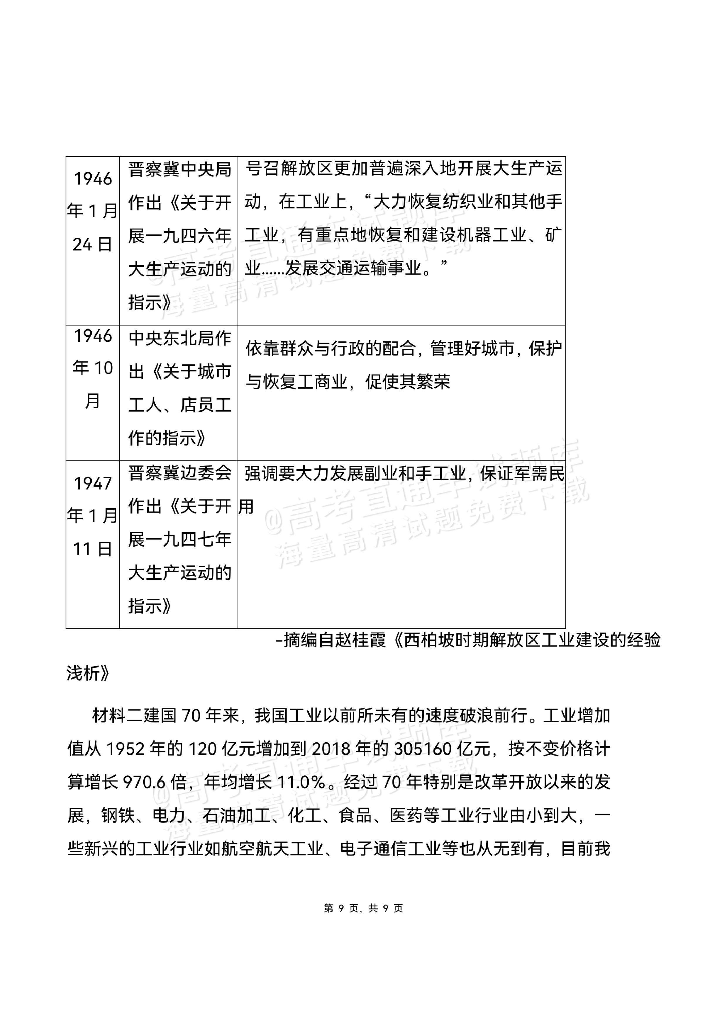2026湖北高三9月起点考历史试题及参考答案 第9页