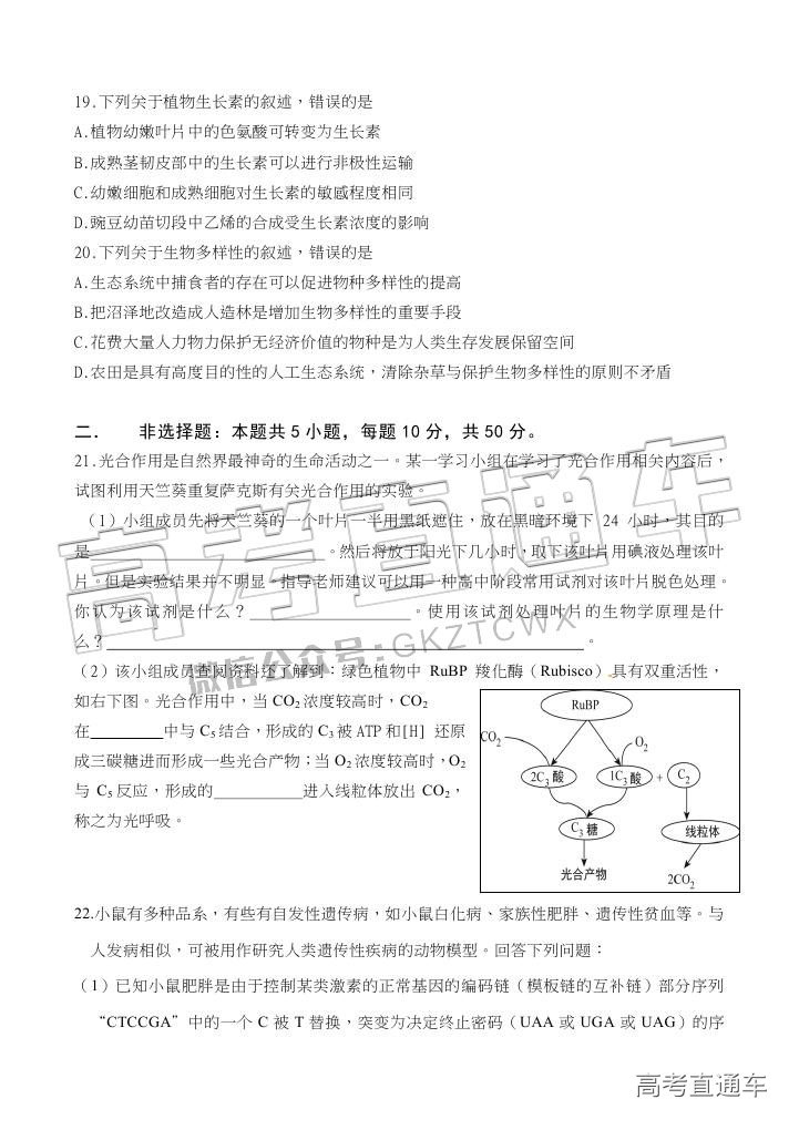 2018汕头金山中学高二期末考试各科试题及参考答案 第51页