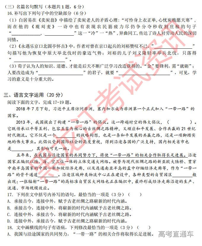 2019大庆实验中学得分训练（二）语文试题及参考答案 第8页