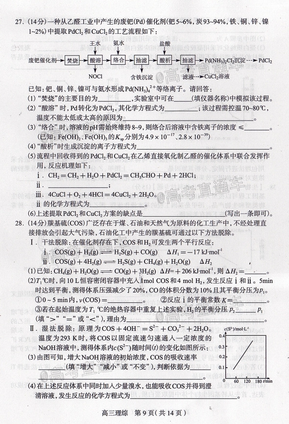 2020石家庄一模（石家庄高三5月阶段性训练​）理综试题及参考答案 第9页