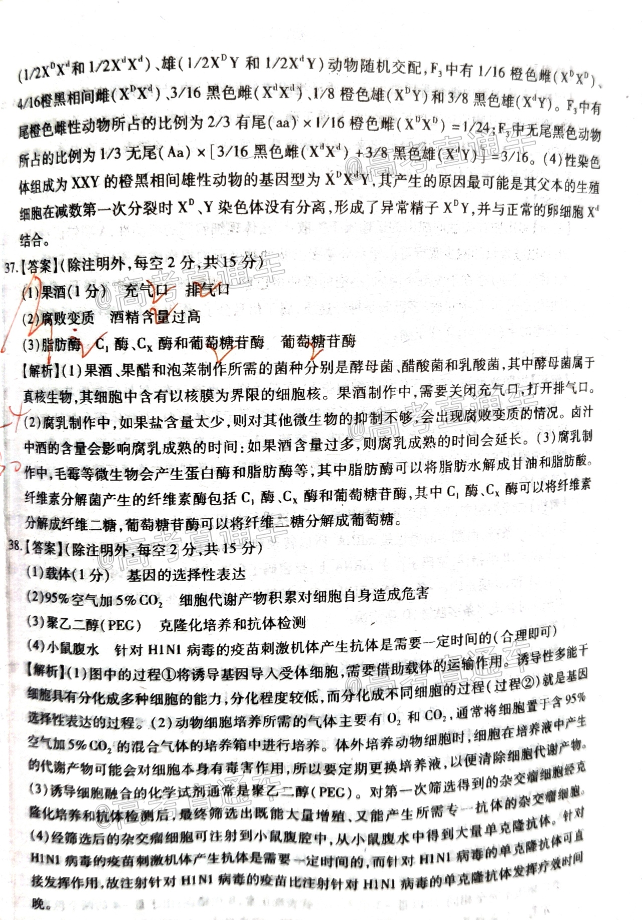 2020山西运城高三5月统考理综试题及参考答案 第20页