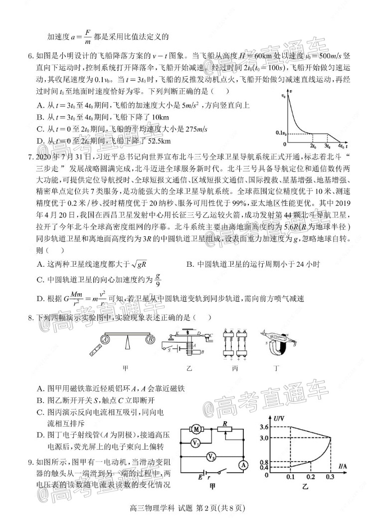 1602482154500160.png 2021浙南名校联盟联考物理试题及参考答案 第2页