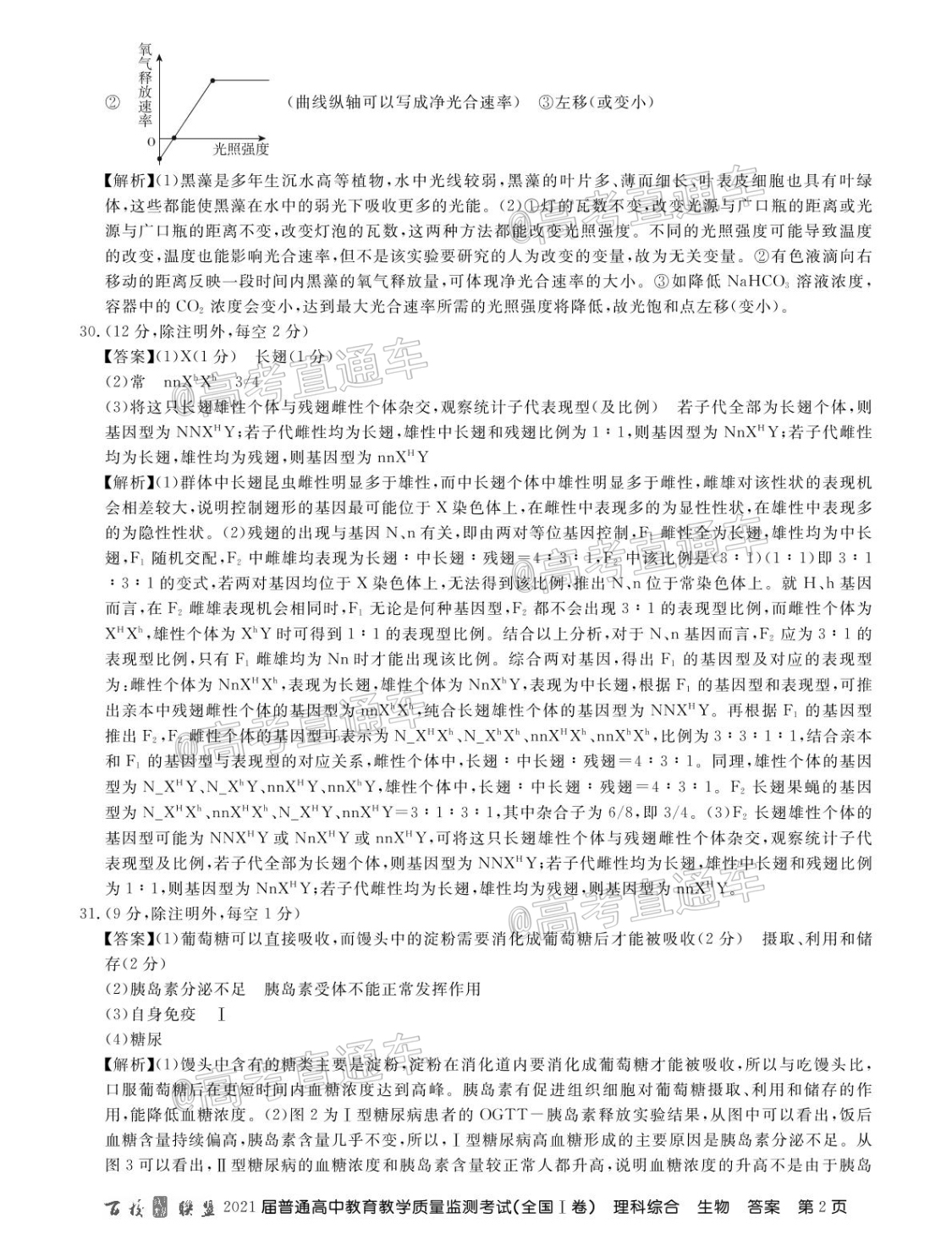 2021百校联盟5月联考（全国一卷）理综试题及参考答案 第14页