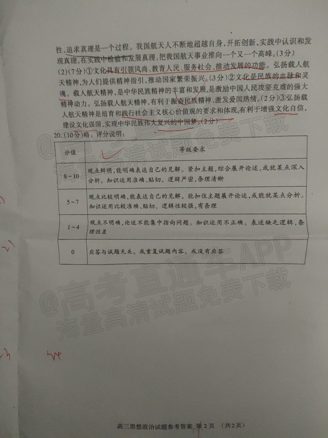 2022泰安高三11月统考政治试题及参考答案 第9页