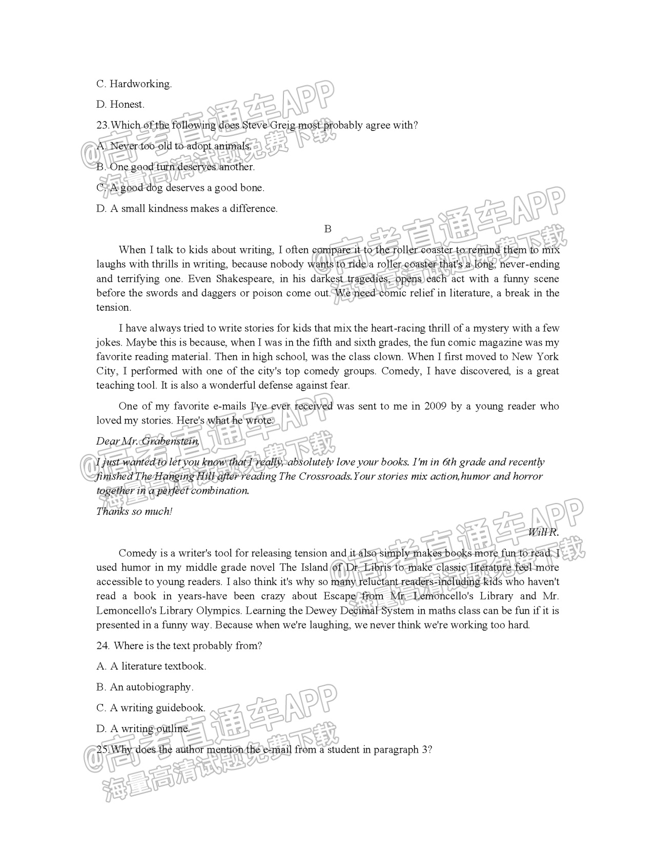 2022金丽衢十二校联考英语试题及参考答案 第5页