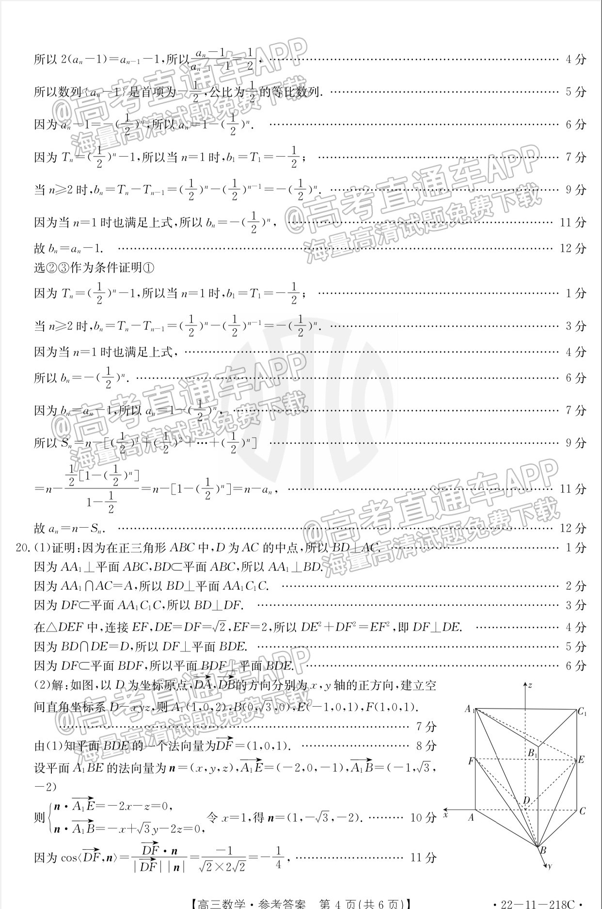 2022清远高三期末（22-11-218C）数学试题及参考答案 第8页