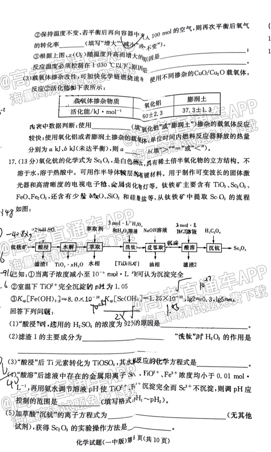 2022炎德英才高三月考（六）化学试题及参考答案 第8页