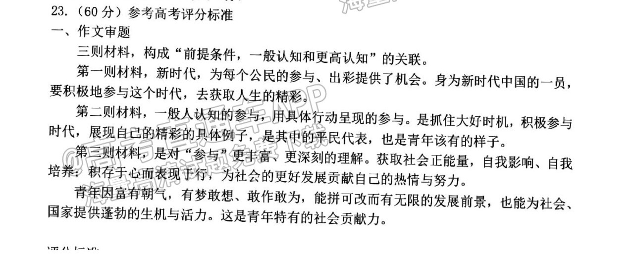 2023浙江稽阳联谊高三11月联考语文作文：青年参与时代（含解析） 第2页