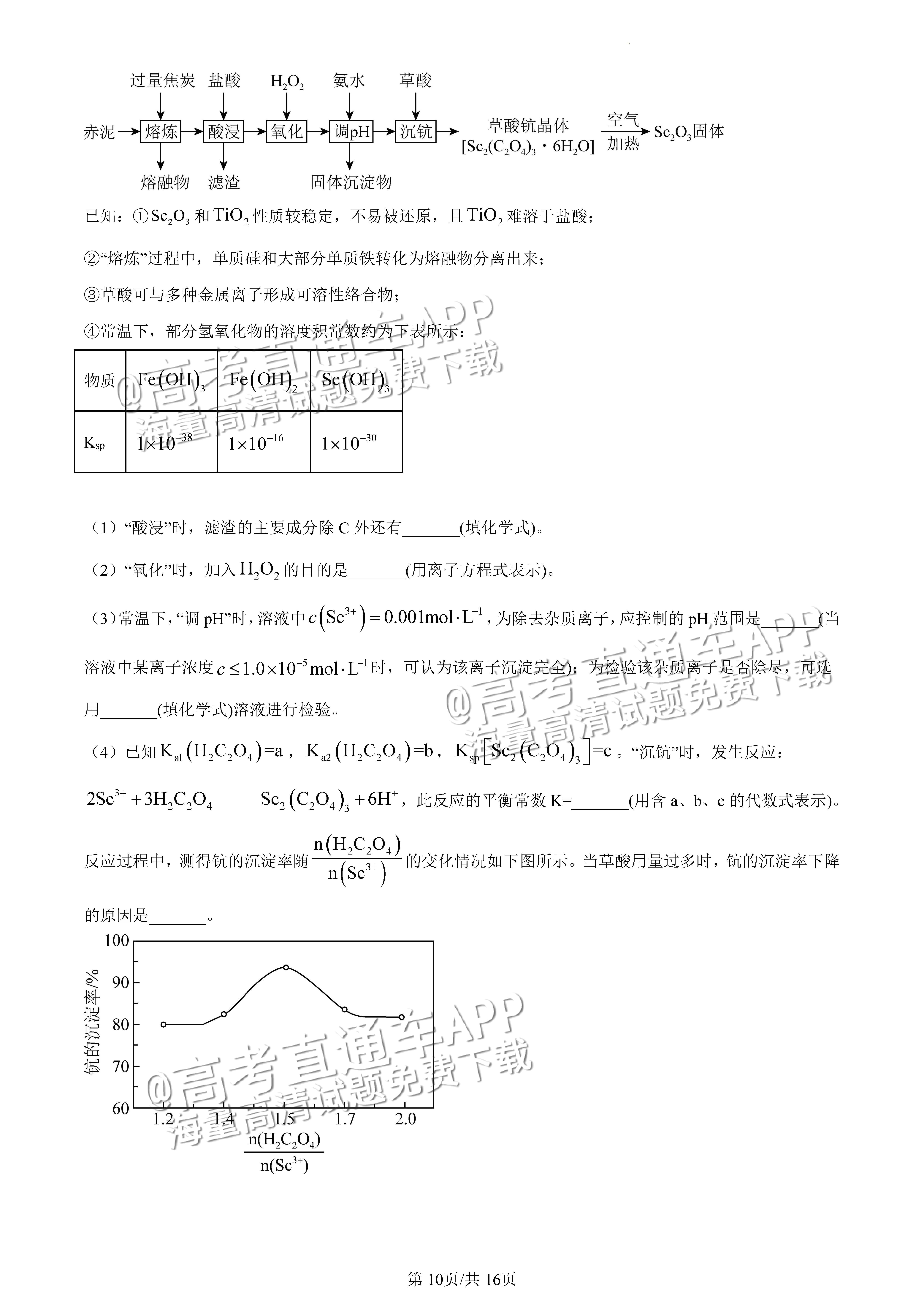 2022广东一模化学试题及参考答案 第10页
