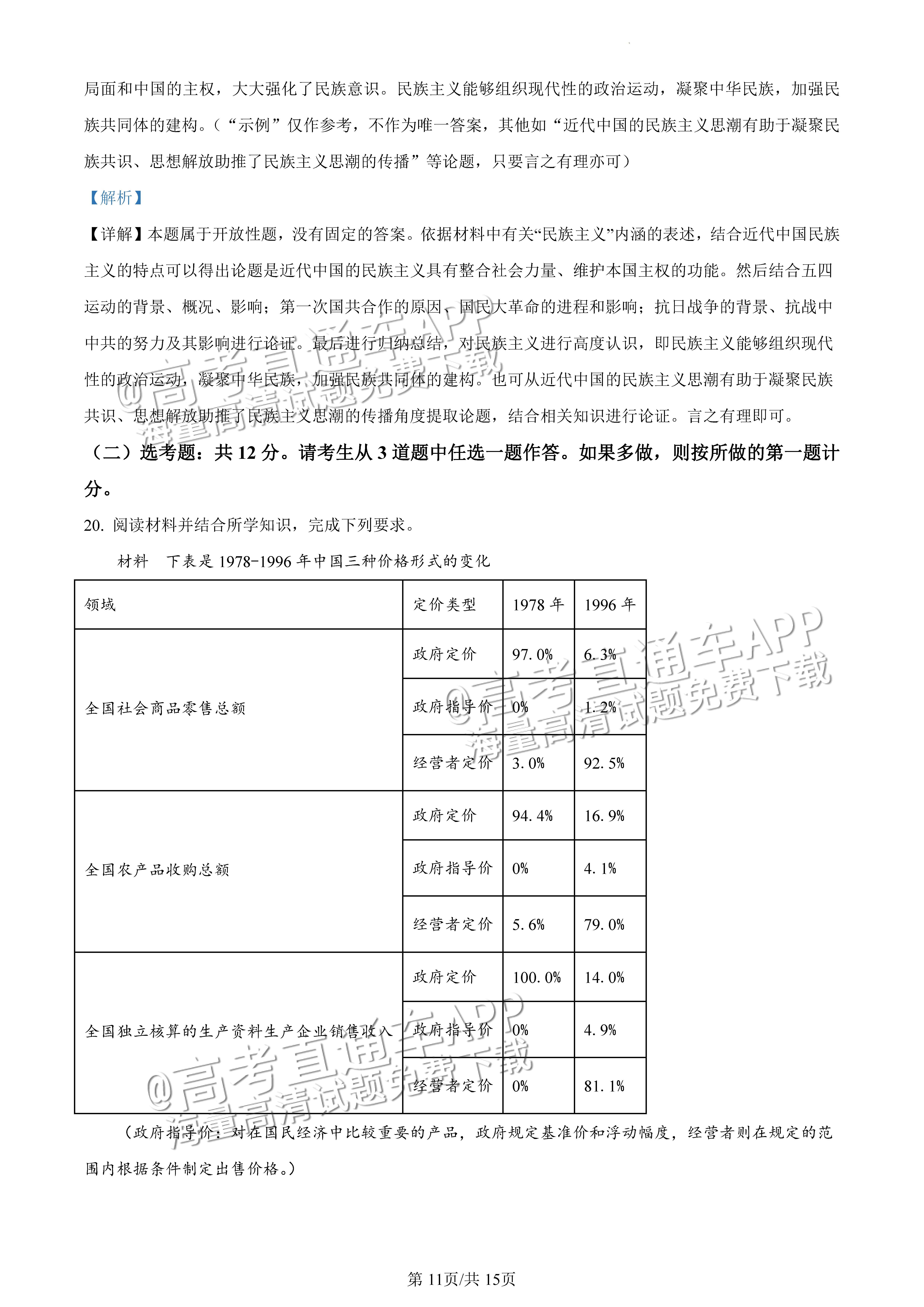 2022广东一模历史试题及参考答案 第18页