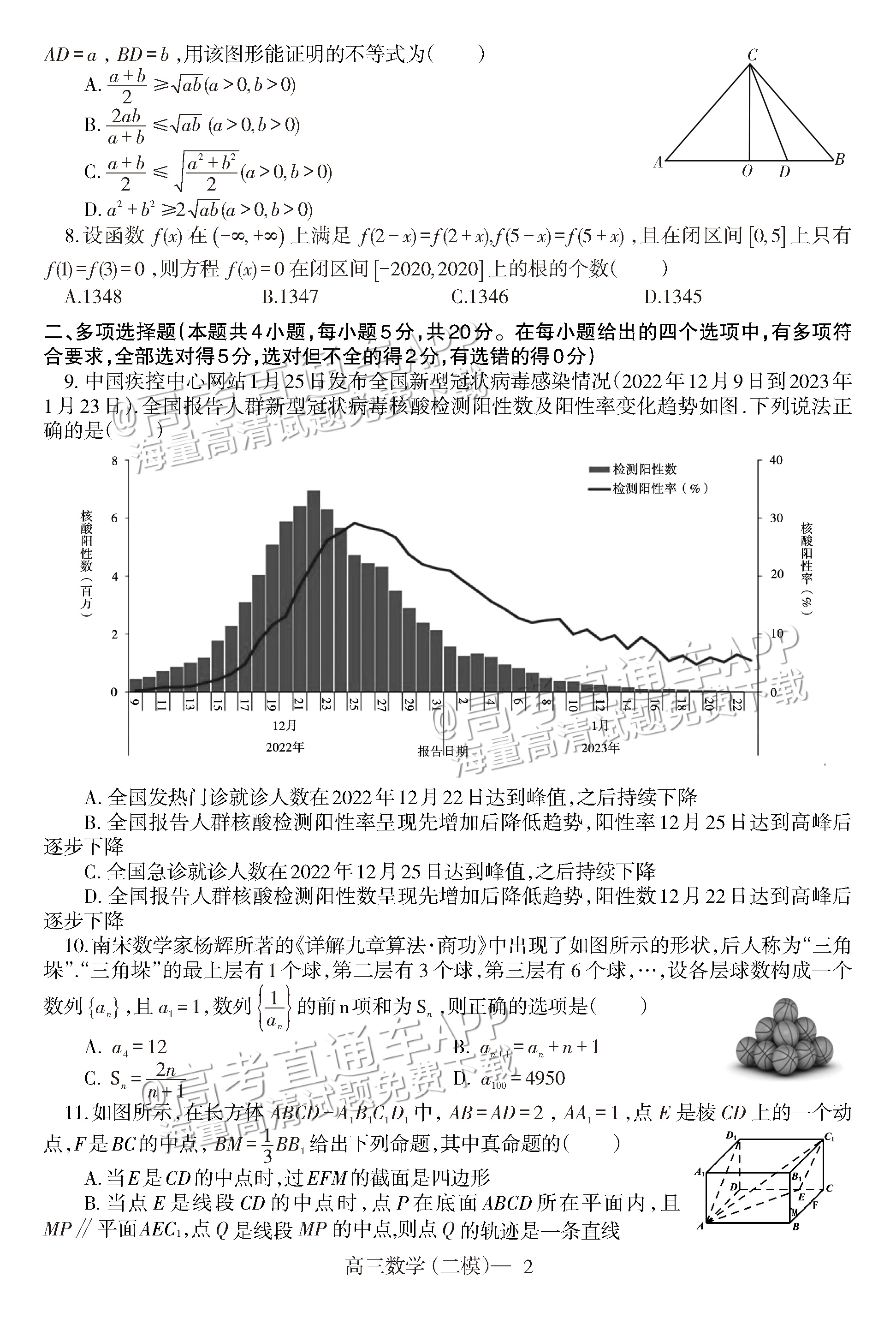 2023辽宁协作校下学期高三第二次模拟考试数学试题及参考答案 第2页